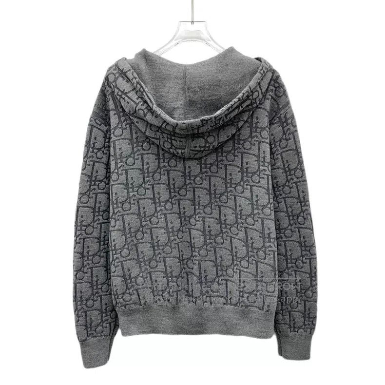Dior Dior 26 gray logo jacquard full printed wool hooded drawst Size XS / US 0-2 / IT 36-38 - 2 Thumbnail