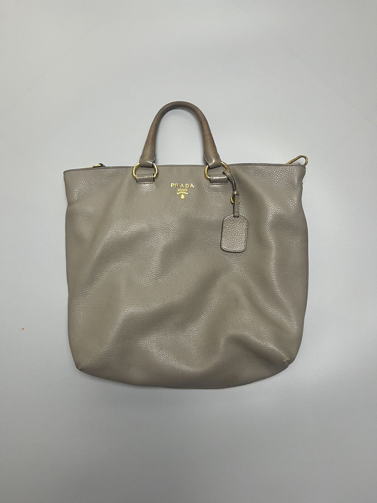 Prada Prada Pebbled Leather Tote Bag Size ONE SIZE - 2 Thumbnail