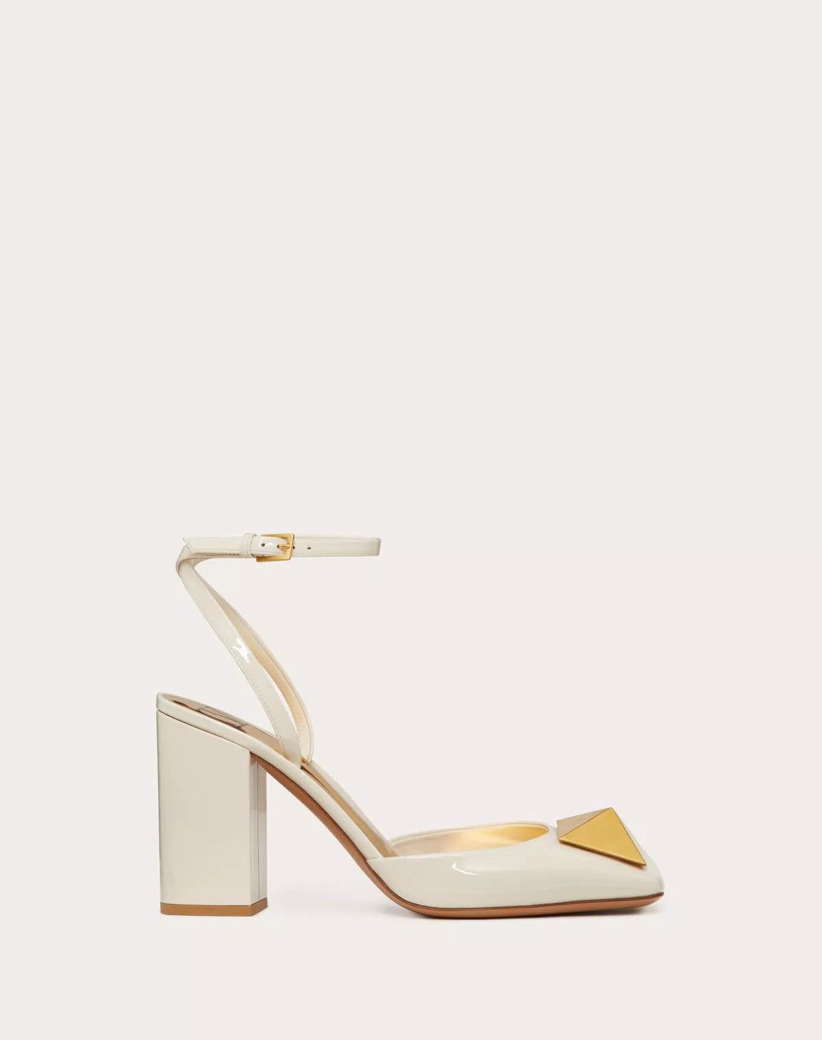 Valentino O1S1Wg110625 One Stud Pump Patent Leather 90M In Ivory/white Shoes, Women's