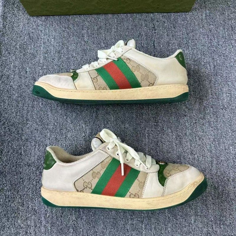 Gucci Gucci Screener Green Leather Sneakers for Men - Size US 9.5 / EU 42-43 - 8 Thumbnail