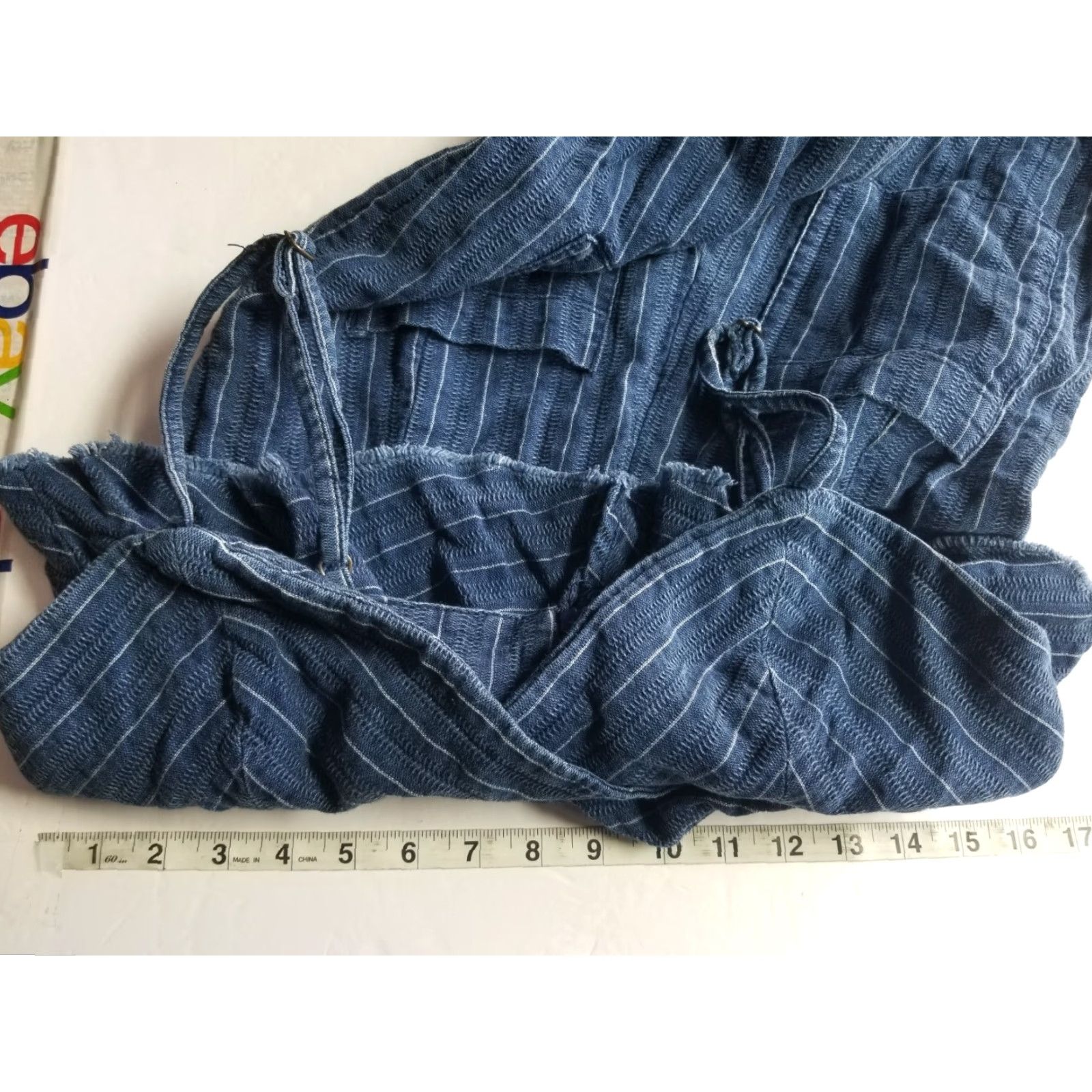 Anthropologie Anthropologie Jumpsuit Womens Size S Blue Striped Sleeveless Cotton Wide-Leg Sohheart Zip Casual One-Piece Size 28" / US 6 / IT 42 - 3 Thumbnail