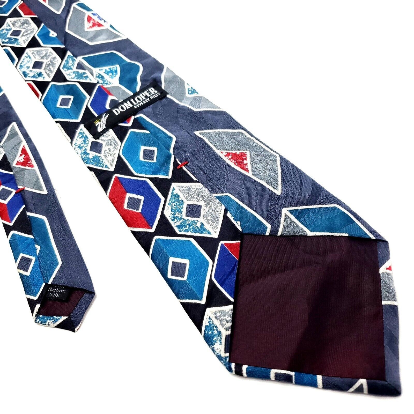 Designer Don Loper Blue Silk Tie Print Abstract Size ONE SIZE - 3 Thumbnail
