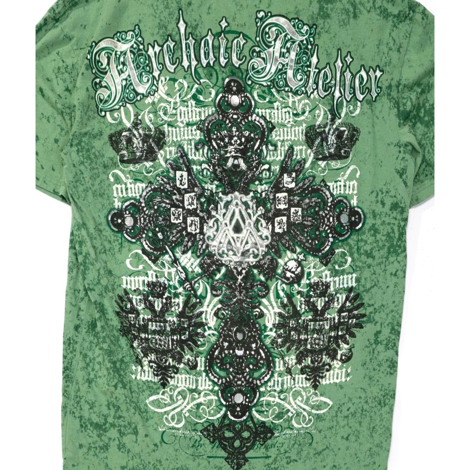 Affliction Affliction T-Shirt Mens 2XL Crew Neck Short Sleeve Green 2000s Y2K Grunge Art Aztec Logo Regular Fit Cotton9 Size US XXL / EU 58 / 5 - 3 Thumbnail