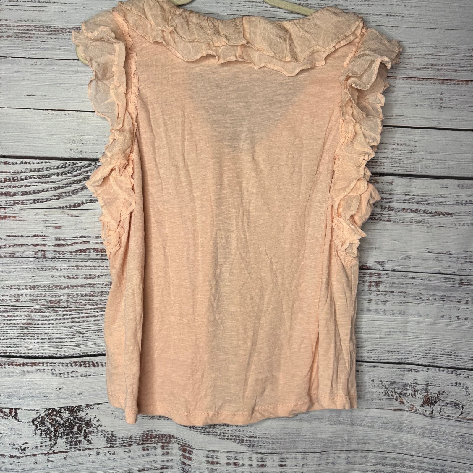 Anthropologie Anthropologie Peach Ruffle Trim Blouse Top Romantic Boho Lg Size L / US 10 / IT 46 - 4 Thumbnail