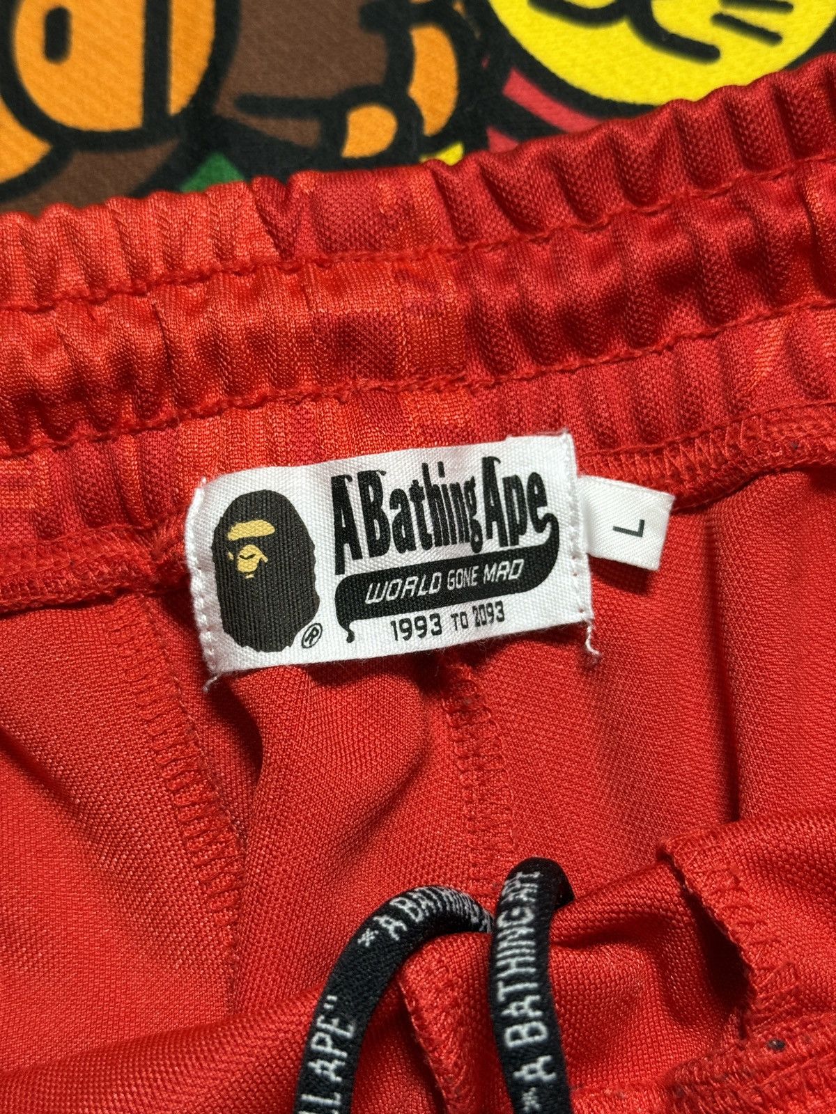 Bape A Bathing Ape Red Polyester Logo Shorts Size US 32 / EU 48 - 4 Thumbnail