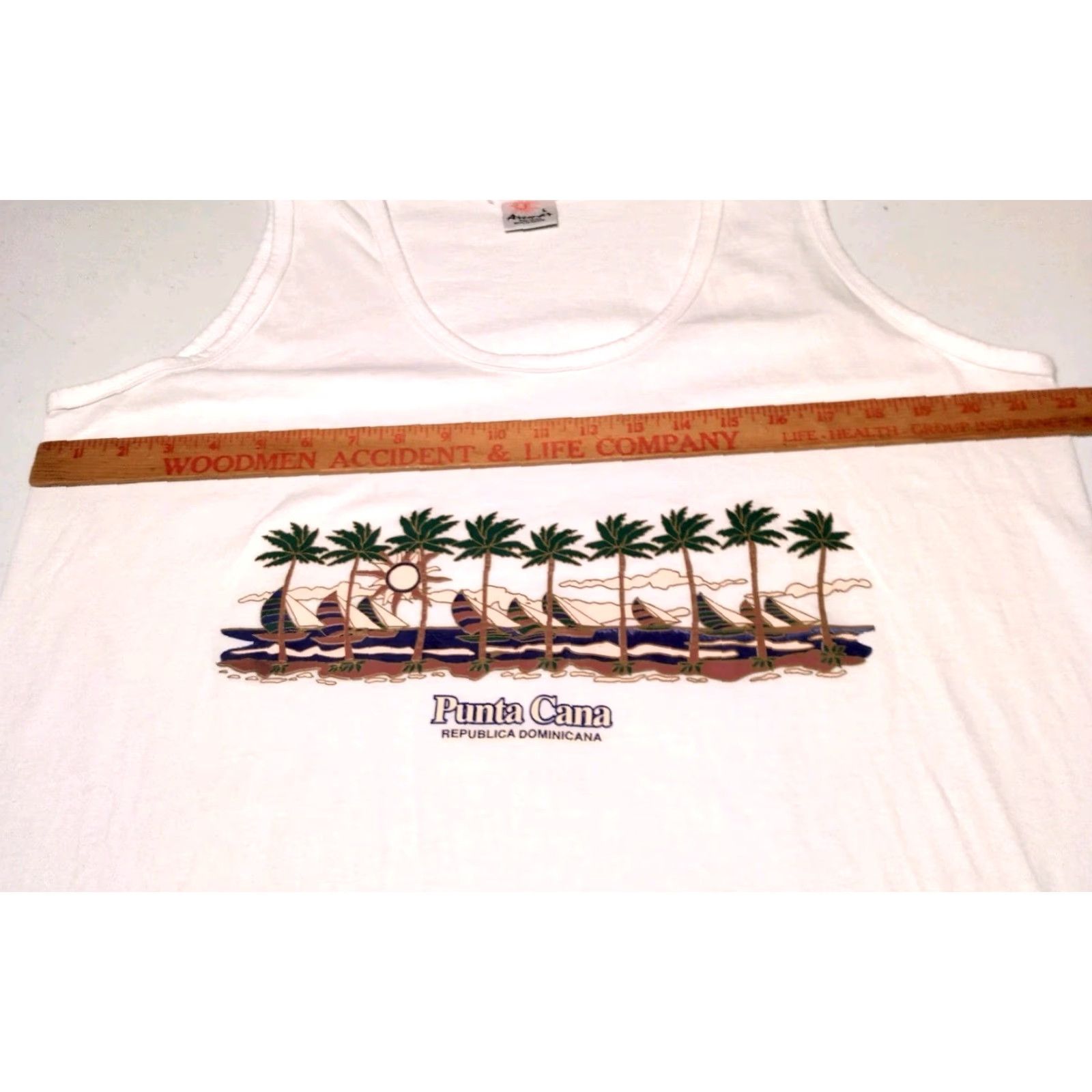 Vintage VINTAGE Aremar Tank Top Dress/Swim Cover Up Women's Large White Knit 1990s Sailboats Beach Casual Size L / US 10 / IT 46 - 5 Thumbnail