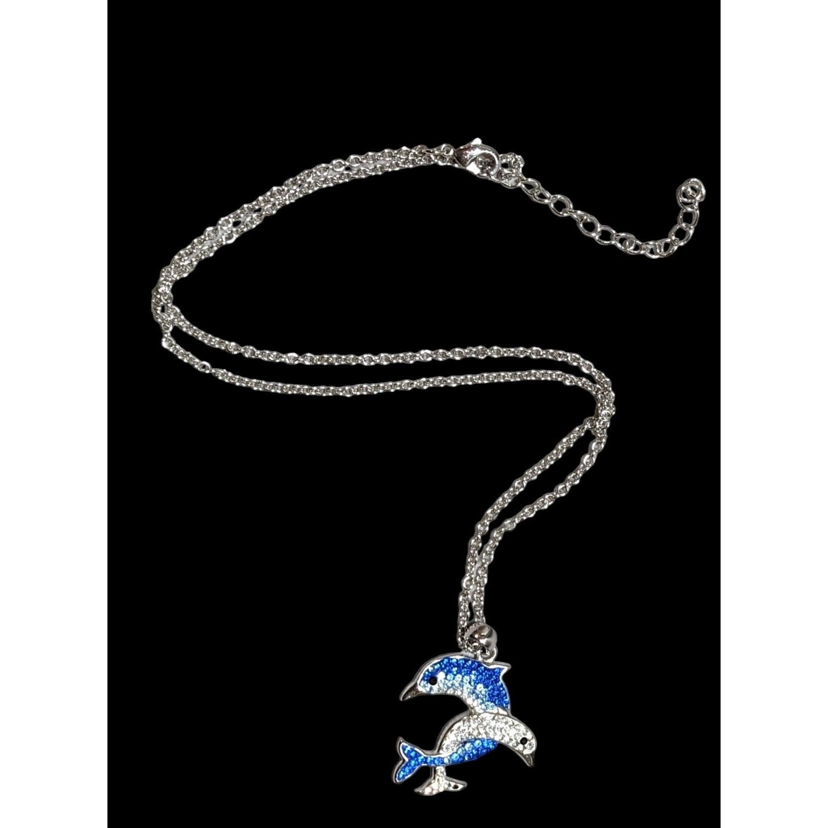 Other Rhinestone Double Dolphin Necklace Size ONE SIZE - 1 Thumbnail