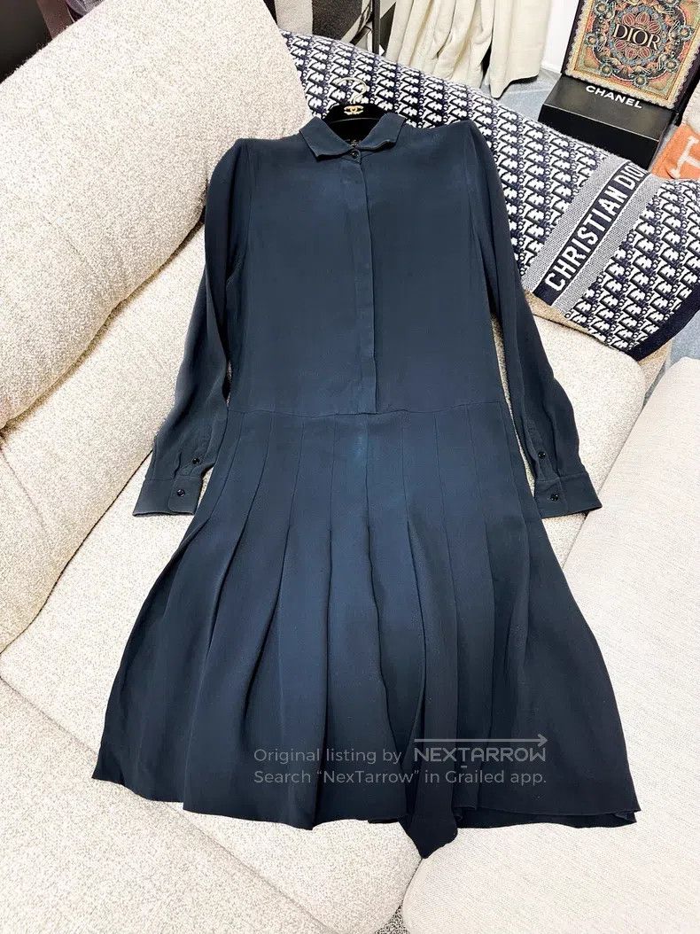 Loro Piana Loro Piana Navy blue long-sleeve dress Size M / US 6-8 / IT 42-44 - 2 Thumbnail