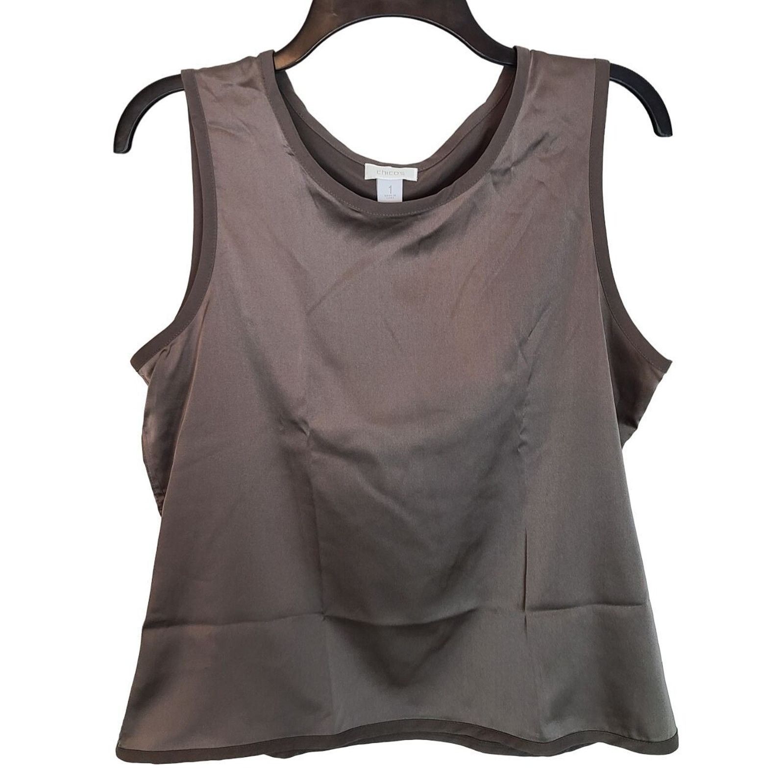 Chicos Chicos Travelers Tank M Satin Mochachino Crepe Top Classic Size M / US 6-8 / IT 42-44 - 1 Thumbnail