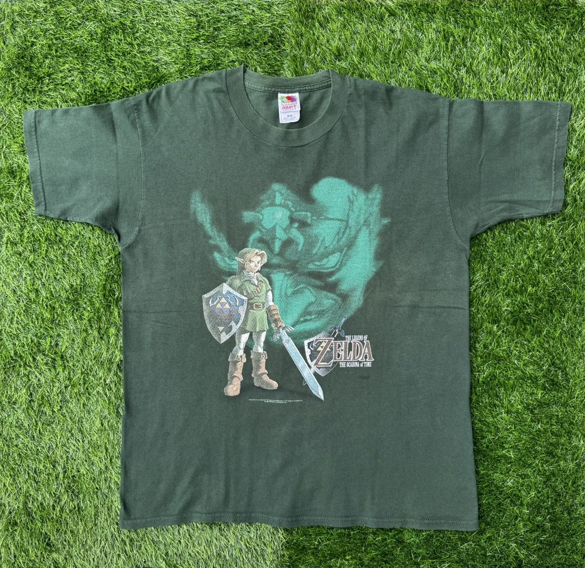 image of Nintendo x Vintage Link & Ganon Zelda Ocarina Of Time in Green, Men's (Size XL)