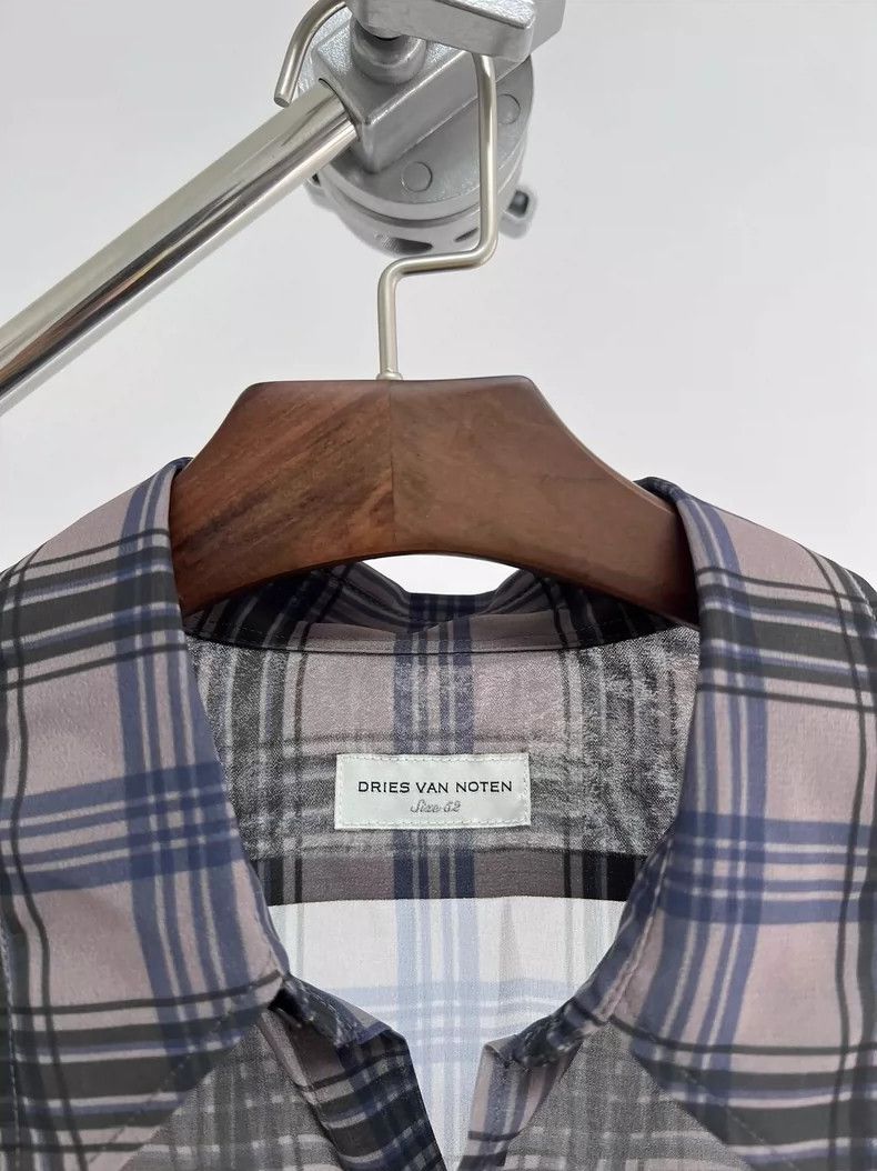 Dries Van Noten dries van noten Ultra-draped summer check thin shirt 2504-N Size US L / EU 52-54 / 3 - 4 Thumbnail
