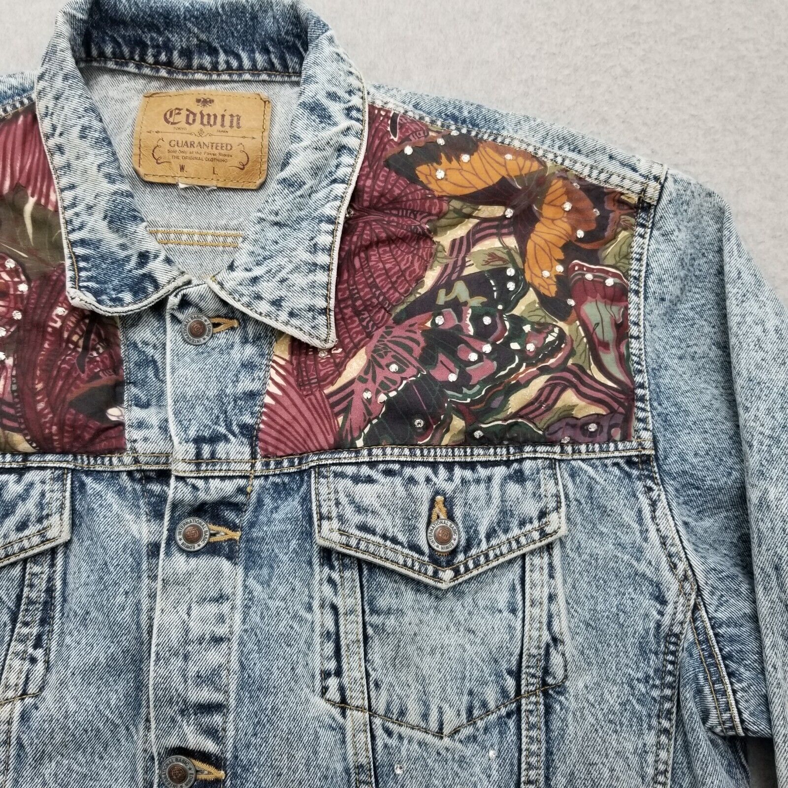 Other Edwin Jean Jacket Womens Large Blue Denim Pockets Stones Size L / US 10 / IT 46 - 9 Thumbnail