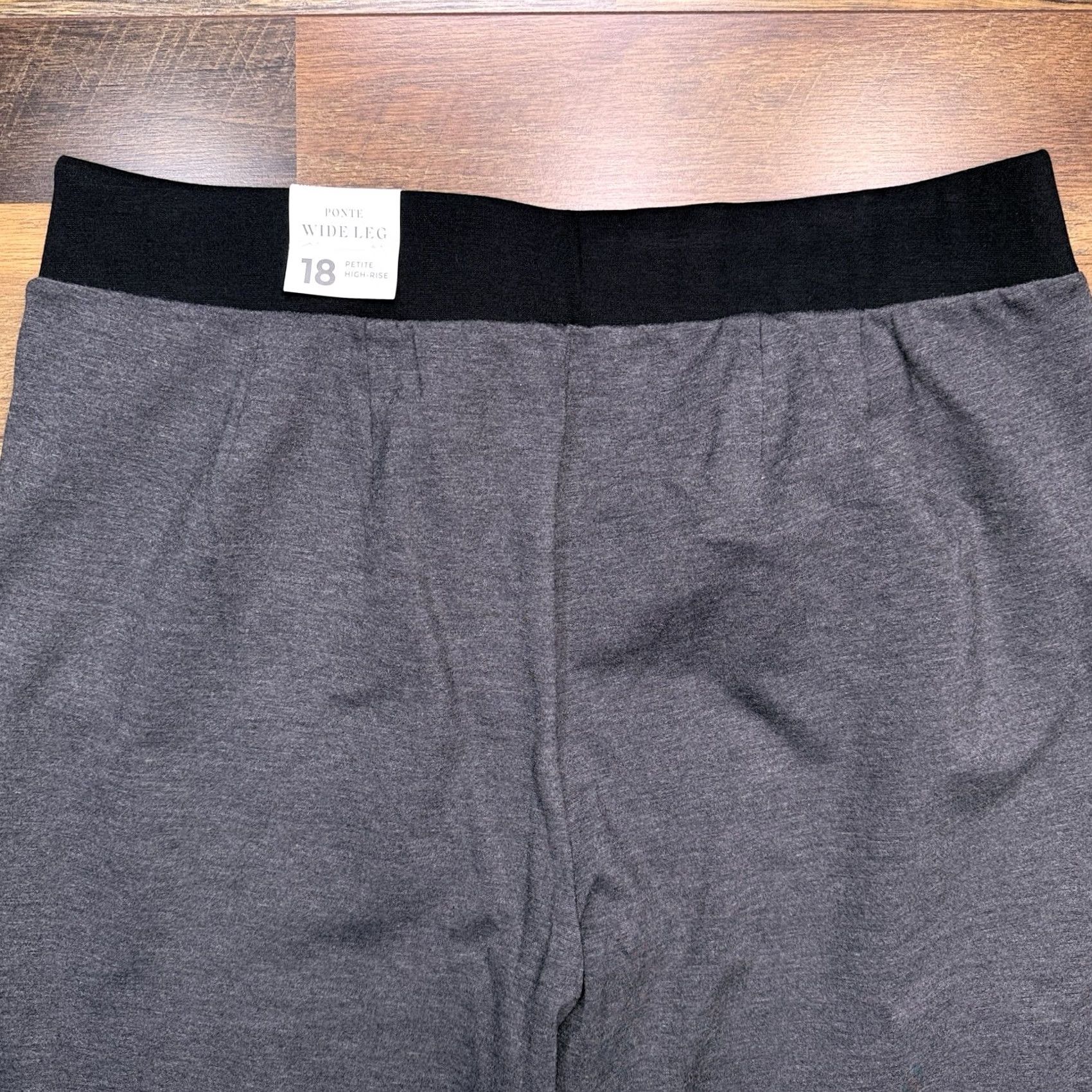 Vintage Lane Bryant Pants 18 Petite Gray Ponte Wide Leg High Rise Stretch Pull On New Size 40" / US 18 - 7 Thumbnail