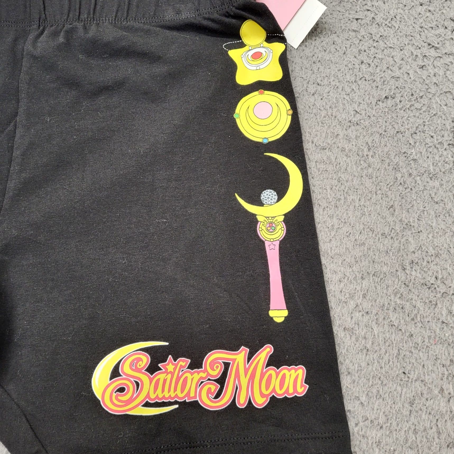 Vintage Sailor Moon Shorts Women's Large Print Wand Star's Black Athletic Running Bike Moon Anime CrossFit Walking Cycling Size 36" / US 14 / IT 50 - 4 Thumbnail