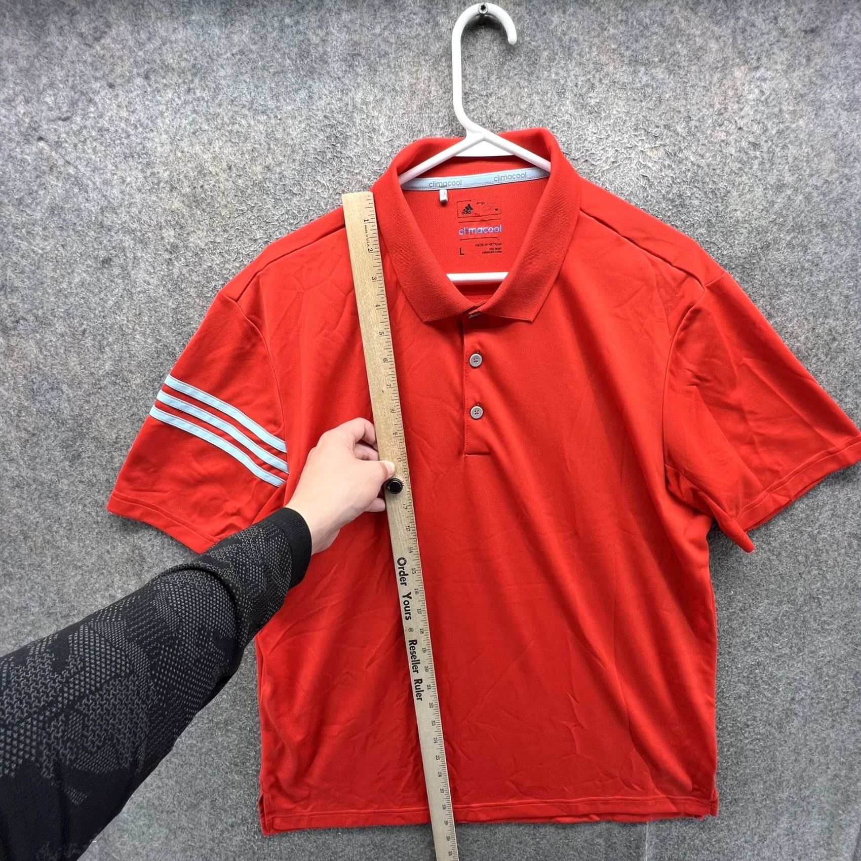 Adidas Adidas Golf Polo Shirt Mens Large Red Climacool 3 Stripe Short Sleeve Polo Shirt Mens L Red Climacool Size US L / EU 52-54 / 3 - 3 Thumbnail