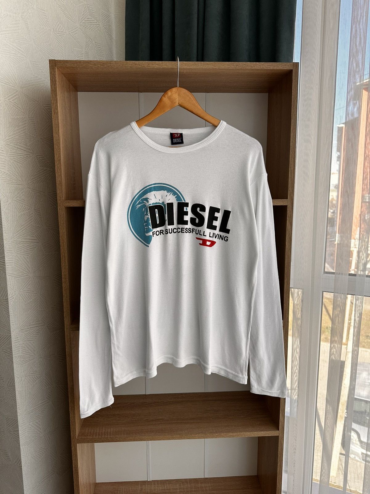 Vintage Diesel Big Logo D Japanese White Longsleeve