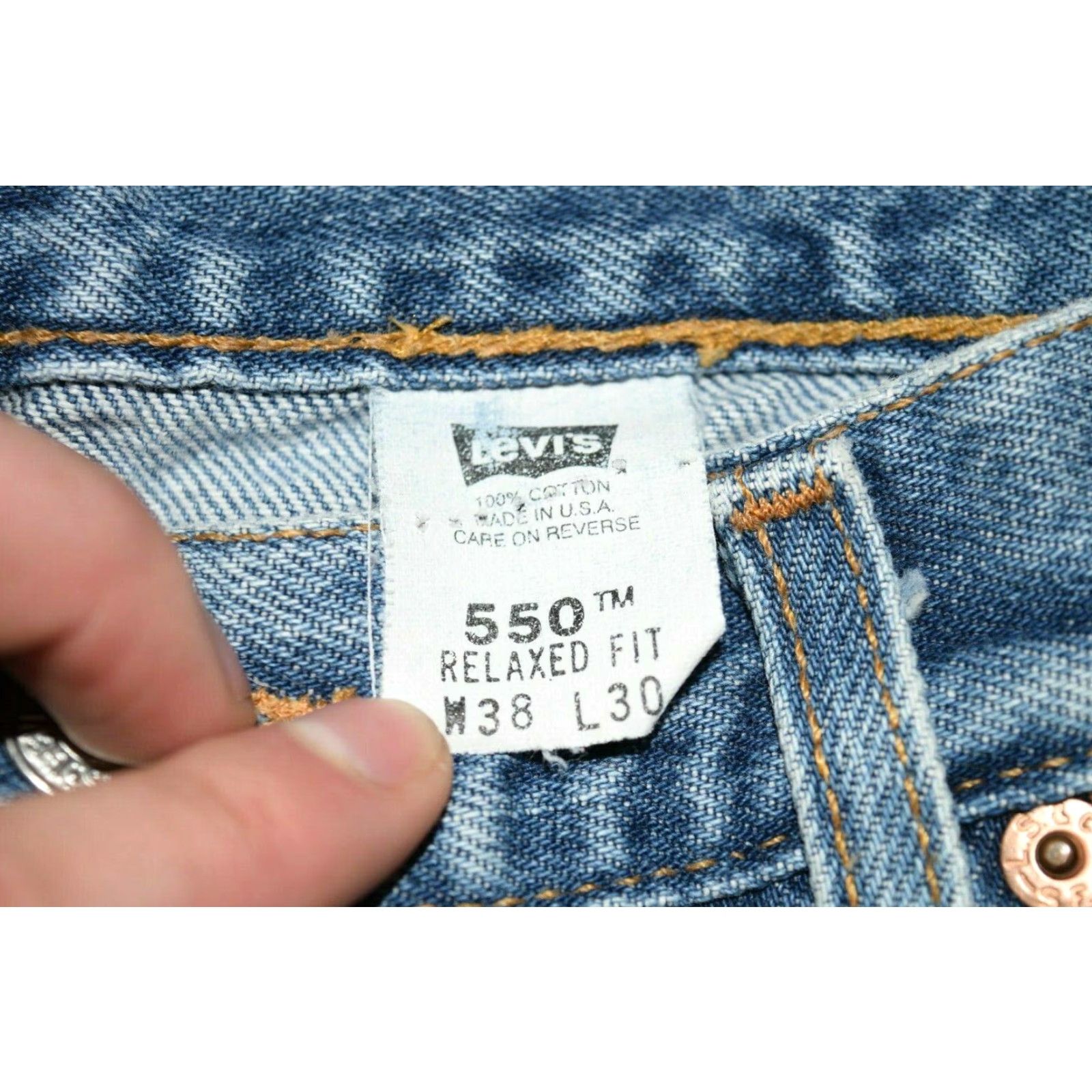 Levi's VINTAGE Levi’s 550 Jeans Denim Mens 38x32 Blue Relaxed Fit 1990s USA 5-Pocket Mens Jeans Size US 38 / EU 54 - 5 Thumbnail