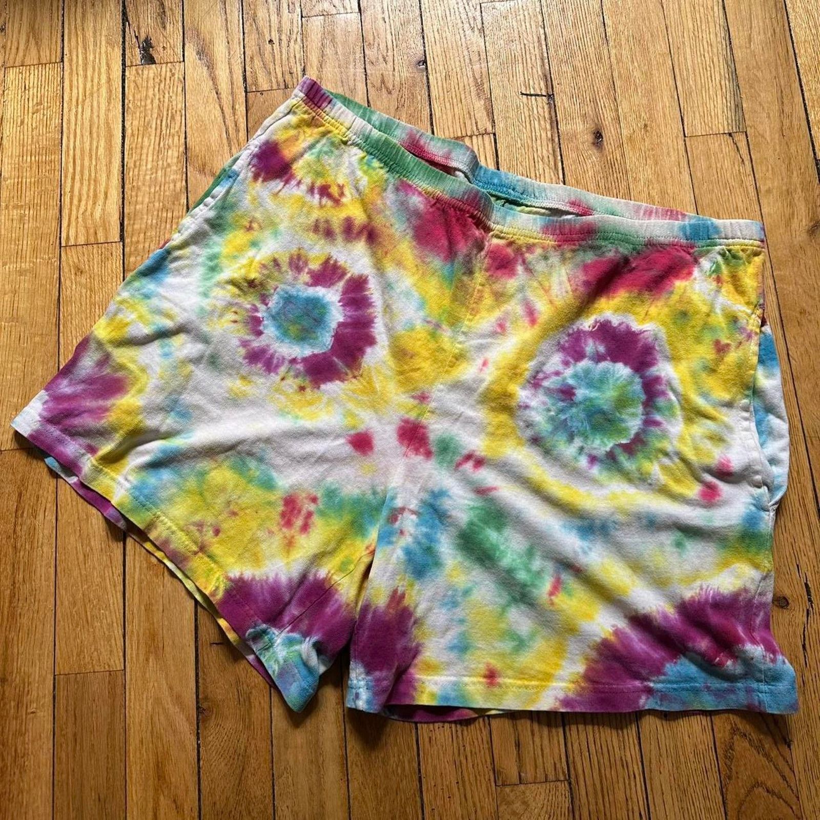 Vintage Vintage 80s Tie Dye Cotton Basic Sweat Gym Shorts Size US 35 - 3 Thumbnail
