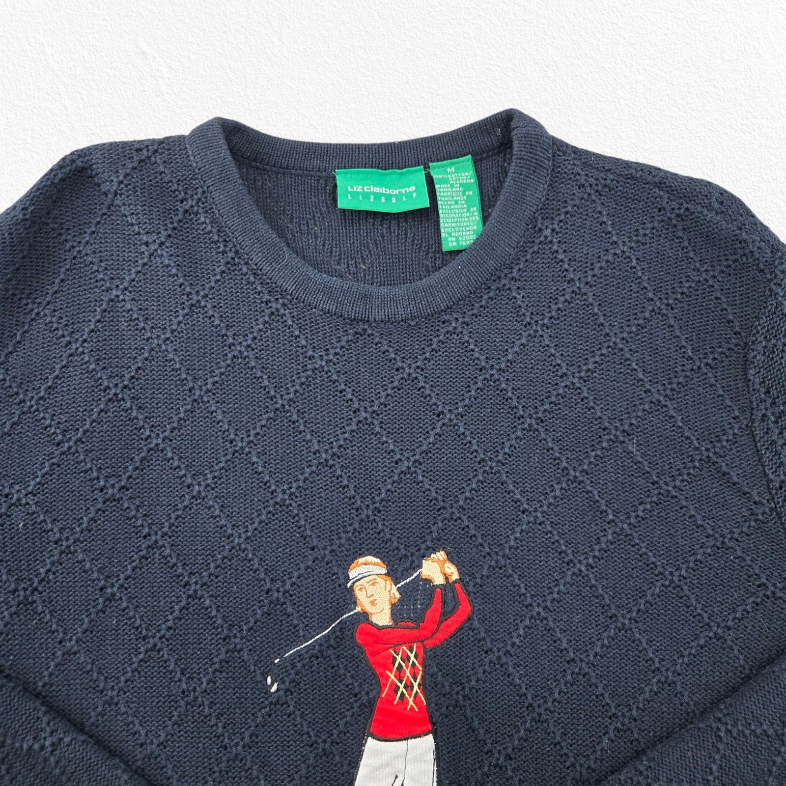 Vintage Vintage Navy Blue Embroidered Golfer Sweater Size Medium Size M / US 6-8 / IT 42-44 - 3 Thumbnail