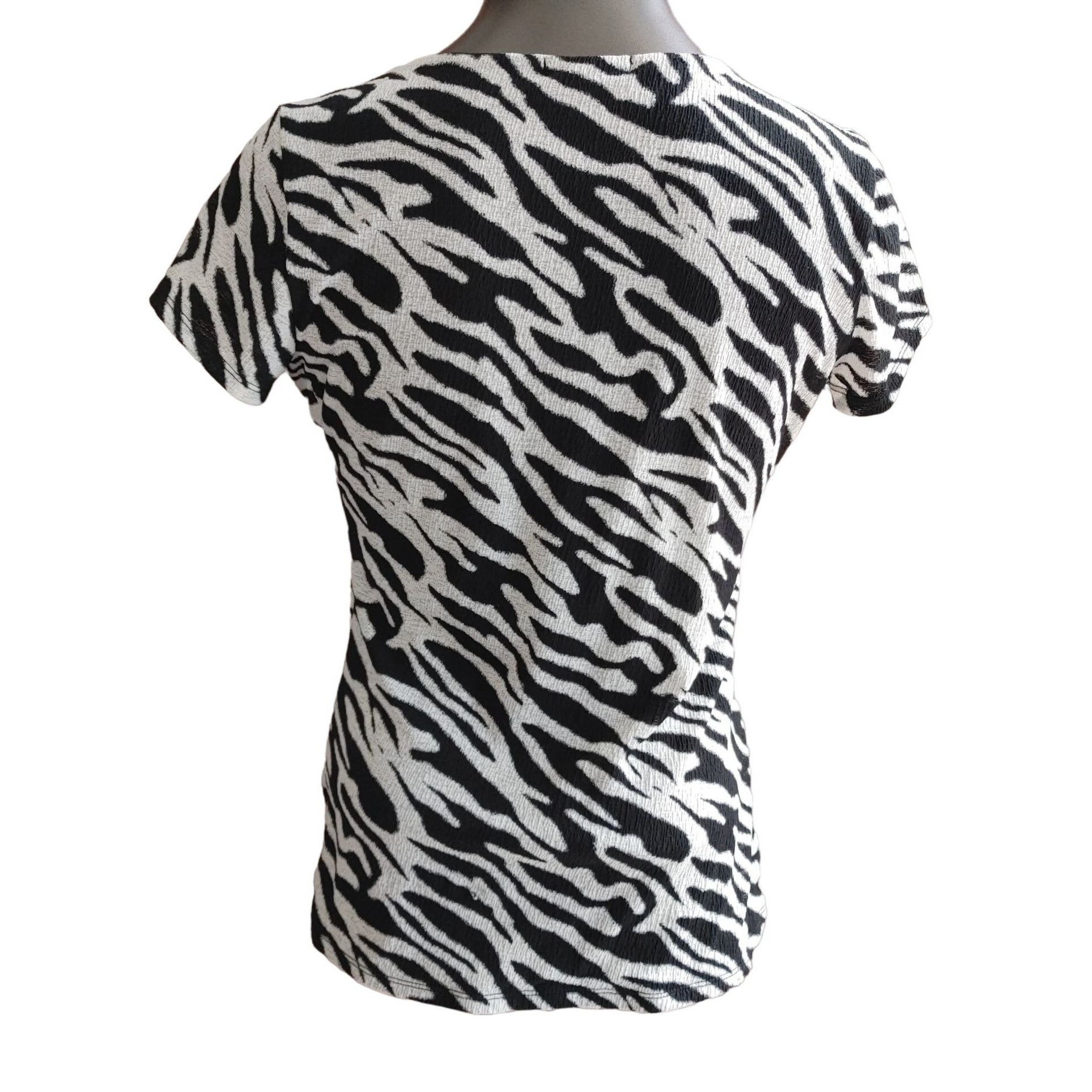 Alfani Alfani Zebra Print Swoop Neck 1/4 Sleeve Ruched Bust Top Siz Size S / US 4 / IT 40 - 2 Thumbnail