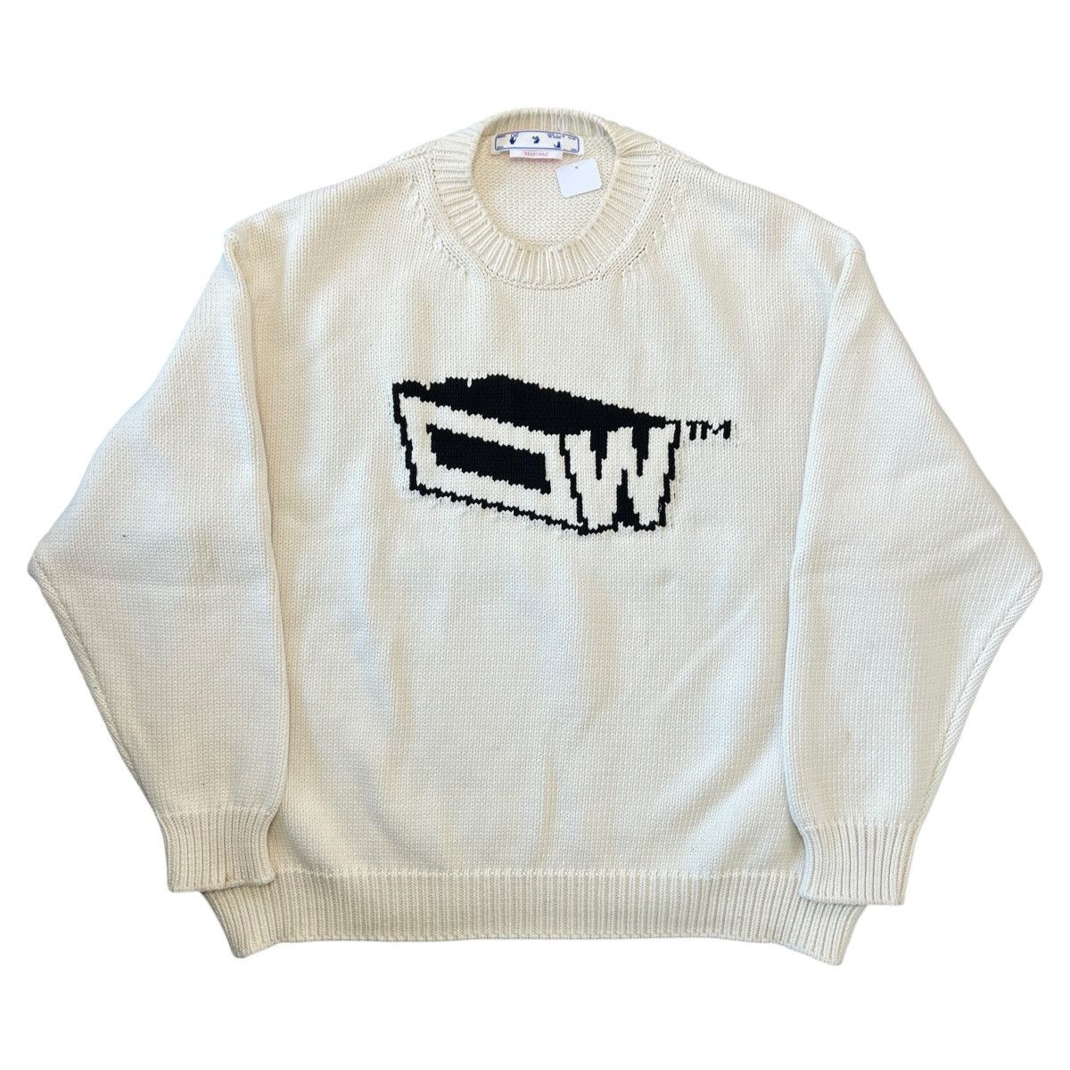 Off-White OFF-WHITE 2023SS OW Logo Low-Gauge Crewneck Knit Sweater Size US XXL / EU 58 / 5 - 1 Thumbnail