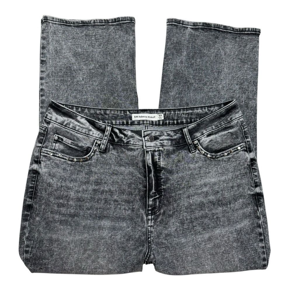 Rebecca Minkoff New Rebecca Minkoff Grey Studded Pockets High Waist Straigh Size 42" / US 20 - 2 Thumbnail