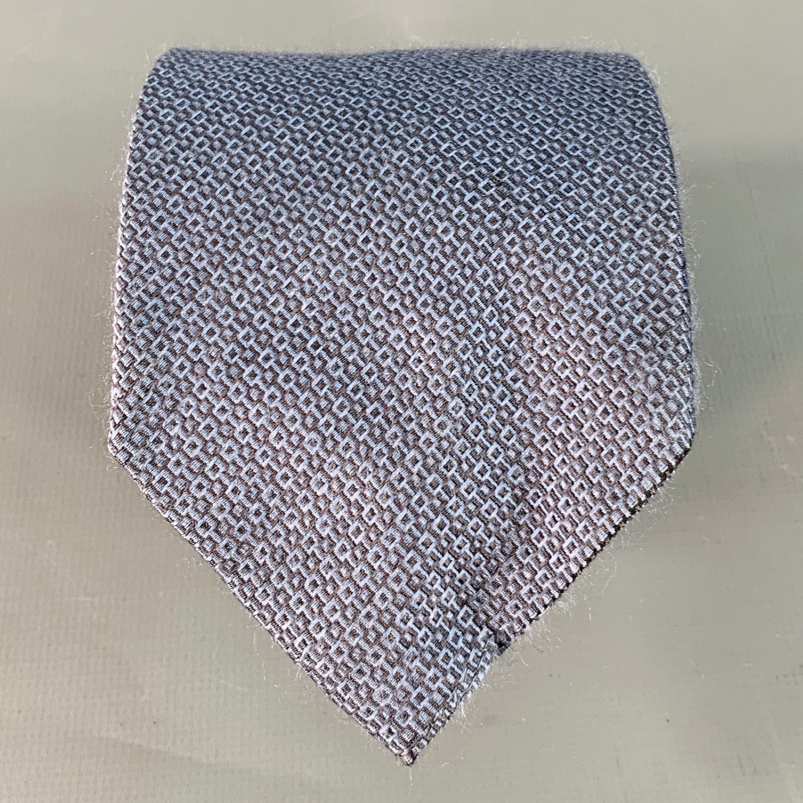 Gucci GUCCI One Size Blue Grey Checkered Silk Tie Size ONE SIZE - 1 Thumbnail