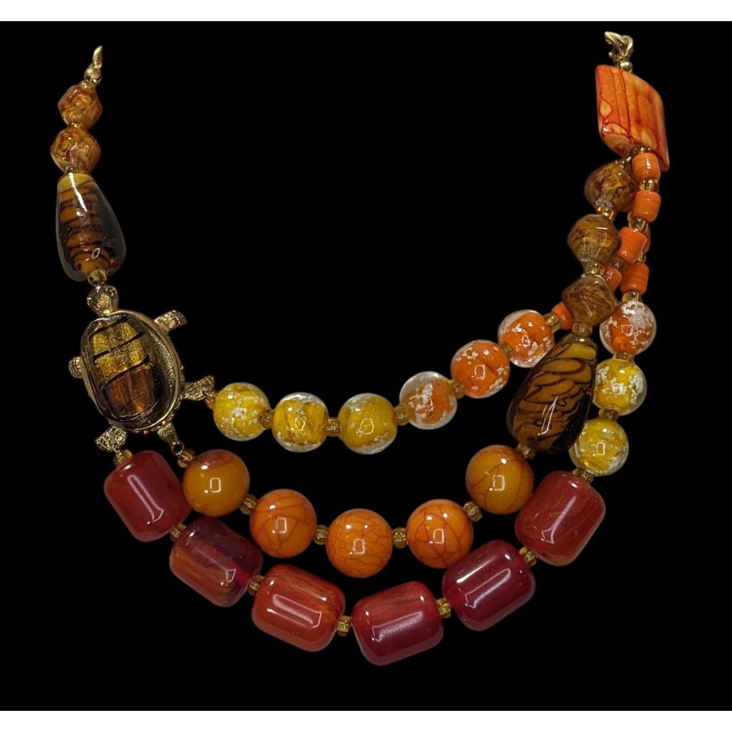 Other Chicos Turtle Necklace Red Yellow And Orange With Glass And Size ONE SIZE - 2 Thumbnail
