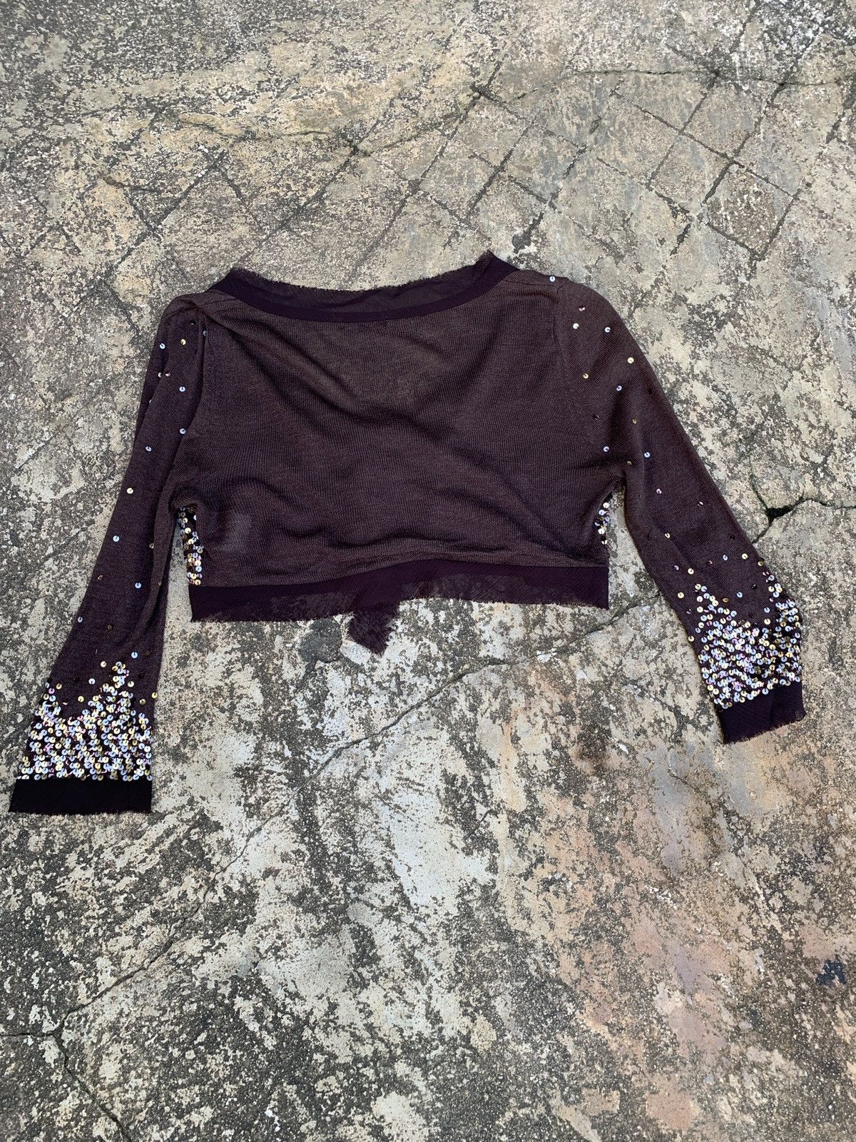 If Six Was Nine × Japanese Brand 2000s Marcelline Knitted Bowtie Beady Cropped Cardigan Size M / US 6-8 / IT 42-44 - 2 Thumbnail