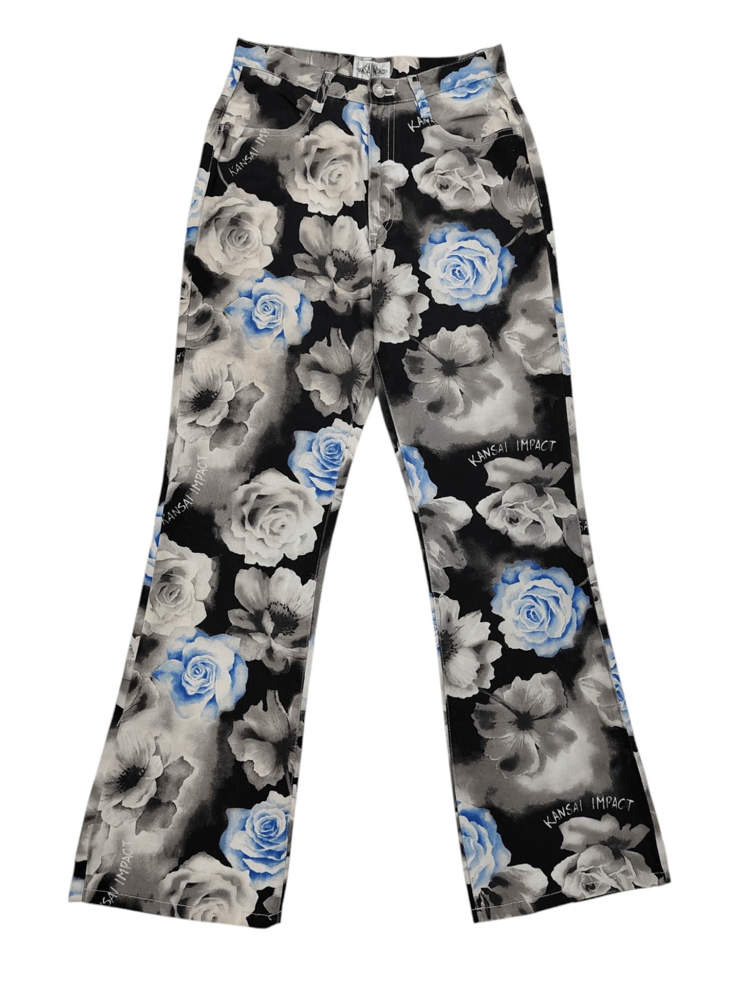 Kansai Yamamoto 90s Kansai Archive Monochrome Gothic Roses Art Graphic Jeans Size 27" / US 4 / IT 40 - 1 Thumbnail
