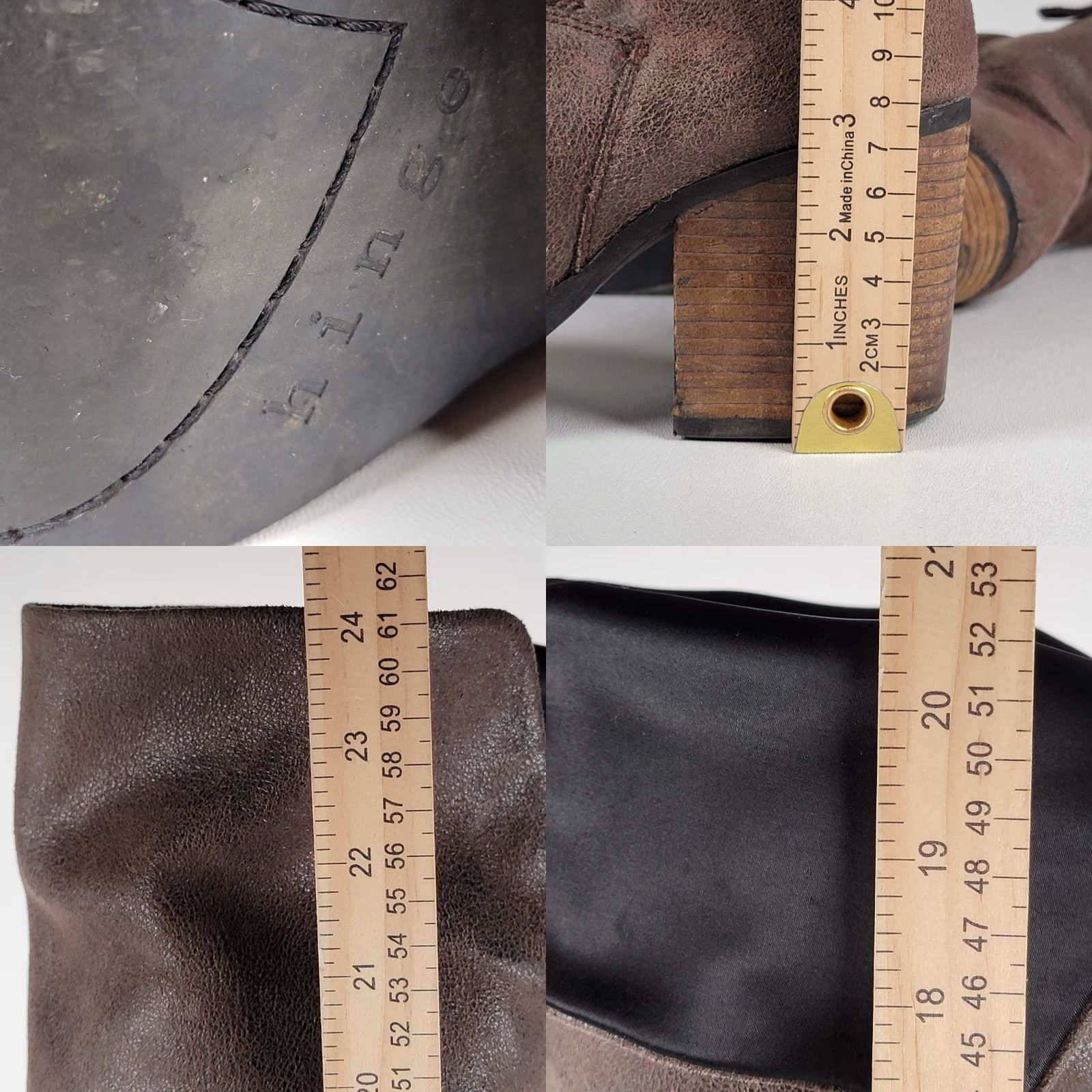Vintage Hinge Over The Knee Brown Faux Leather Grunge Boot Pull On Women's 8M Heel Western Block Styling Size US 8 / IT 38 - 9 Thumbnail