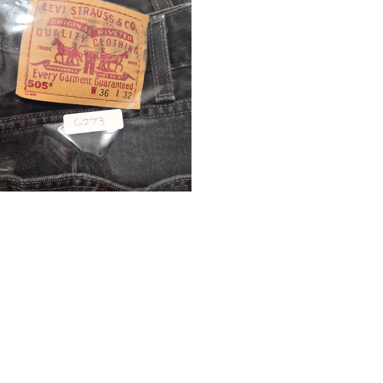 Levi's VINTAGE Levis 505 Mens Jeans 36x32 Black Regular Fit Straight Leg Y2K 2000 G273 Size US 36 / EU 52 - 9 Thumbnail