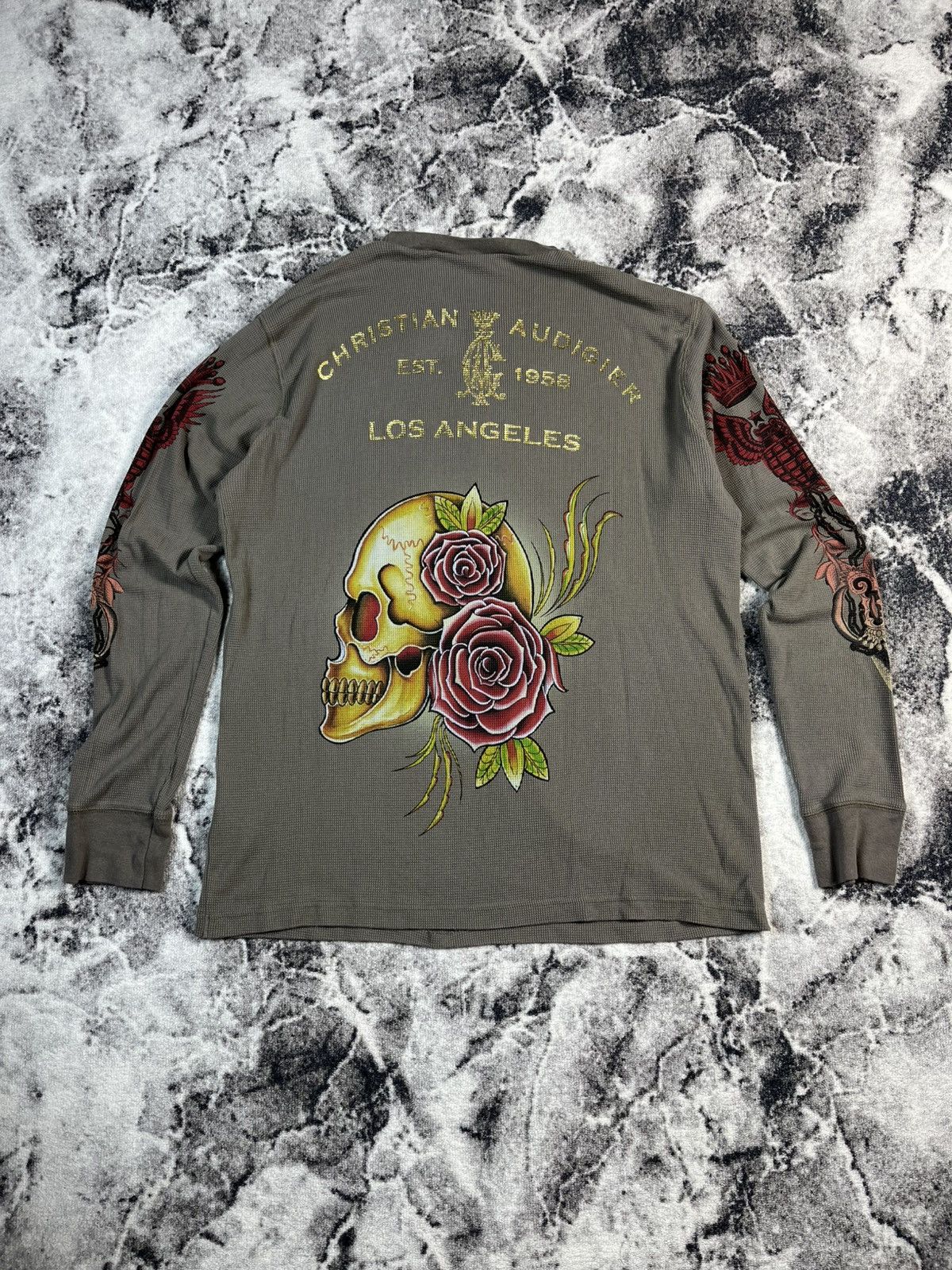 Christian Audigier Christian Audigier Skull Roses Graphic Long Sleeve L Size US L / EU 52-54 / 3 - 13 Thumbnail