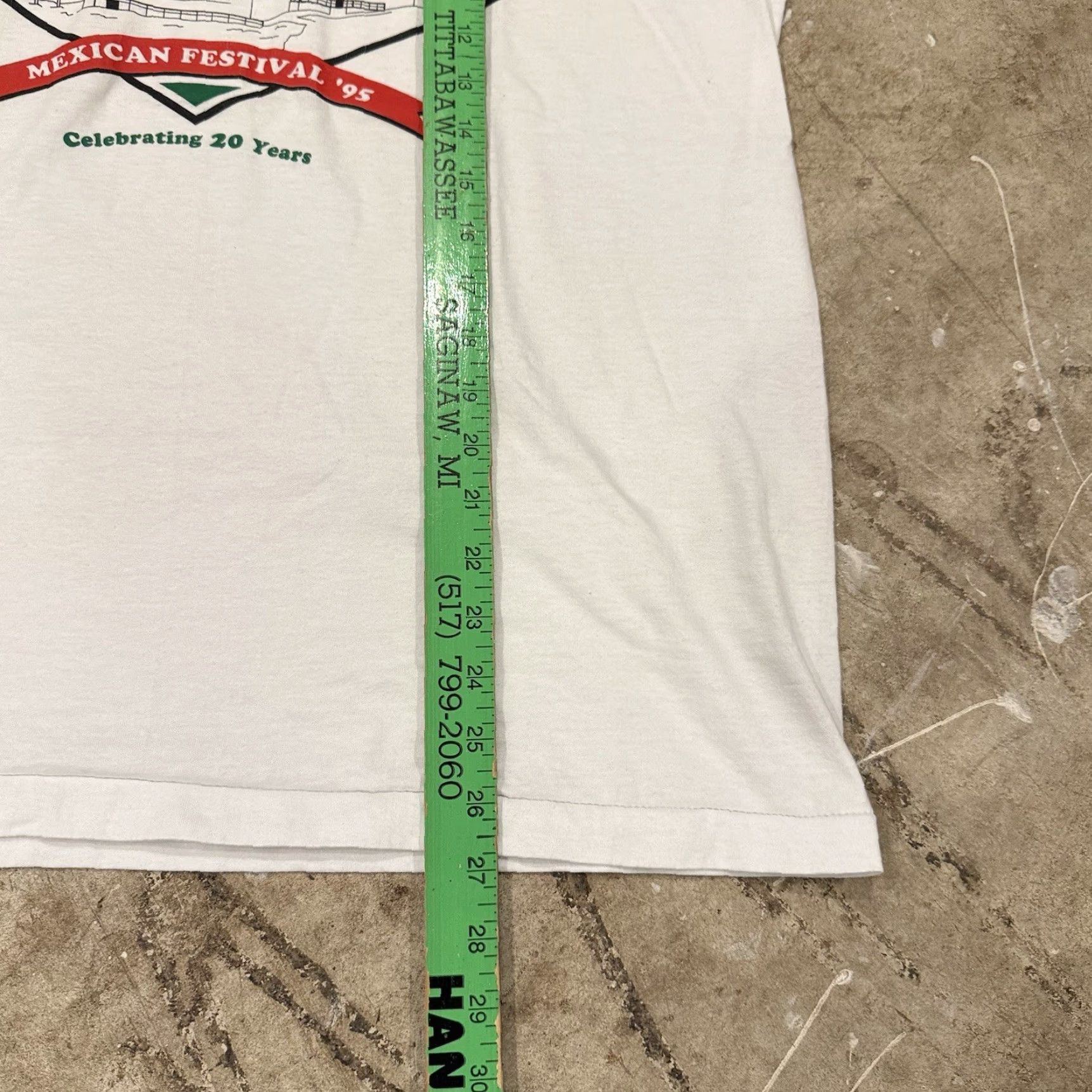 Fruit Of The Loom VINTAGE 90s Michigan Mexican Festival Fruit of the Loom Single Stitch Shirt XL White Mens Size US XL / EU 56 / 4 - 7 Thumbnail