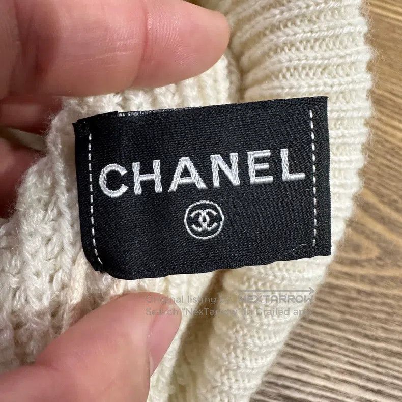 Chanel Chanel Slogan embroidery sequin cashmere fleece hat Size ONE SIZE - 3 Thumbnail