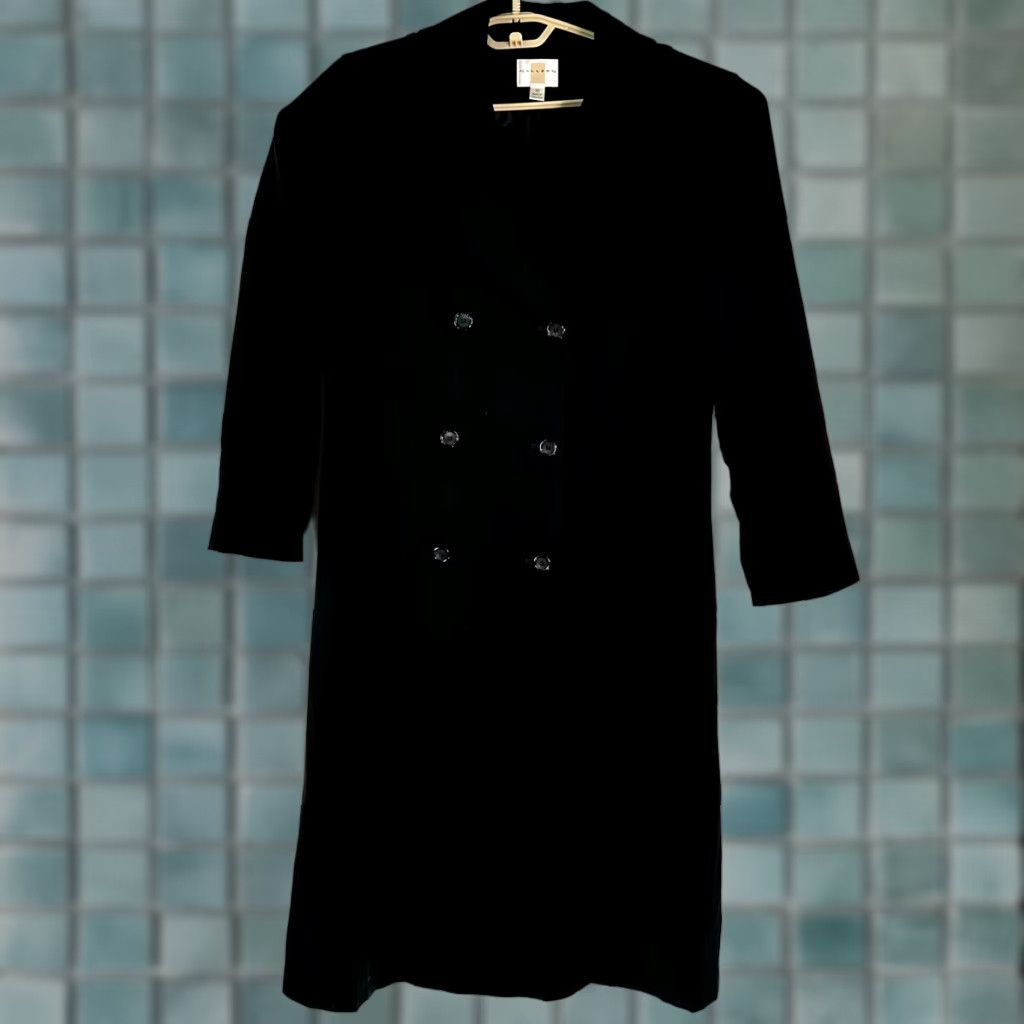 Doublet Gallery Womens Double Breasted Trench Coat Jacket Black Long Sleeve Button SZ 10 Size L / US 10 / IT 46 - 1 Thumbnail
