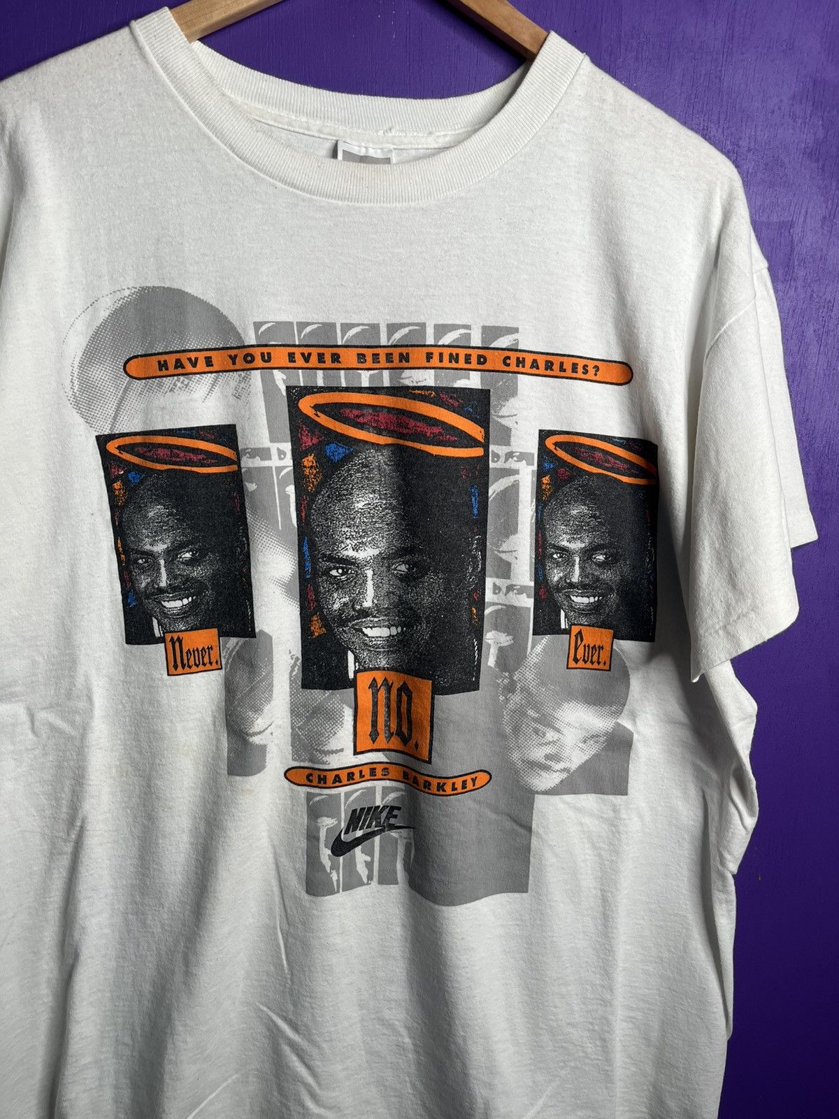 NBA × Nike × Vintage Vintage 90s Nike Charles Barkley never fined t-shirt Size US XL / EU 56 / 4 - 3 Thumbnail