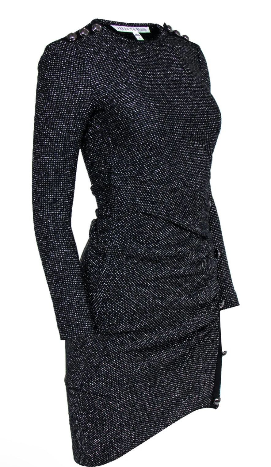Veronica Beard Veronica Beard Black Sparkly Ruched Metallic Bodycon Dress Size XS / US 0-2 / IT 36-38 - 2 Thumbnail