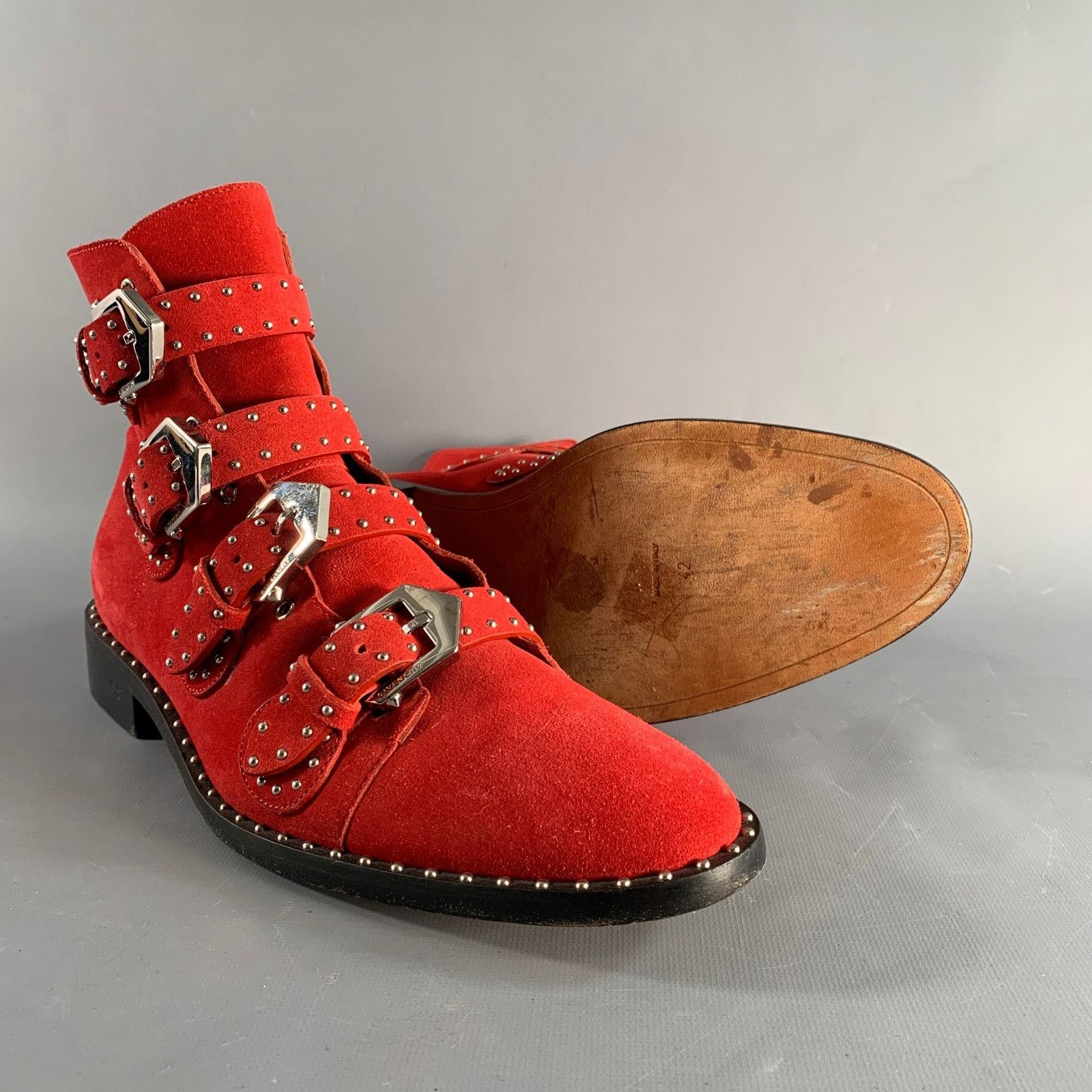 Givenchy GIVENCHY Size 9 Red Studded Leather Belted Boots Size US 9 / EU 42 - 5 Thumbnail