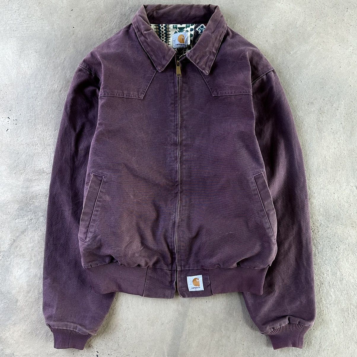 Pre-owned Carhartt X Vintage 1994 Carhartt Aztec Js1157 Firm Duck Western Jacket In Purple