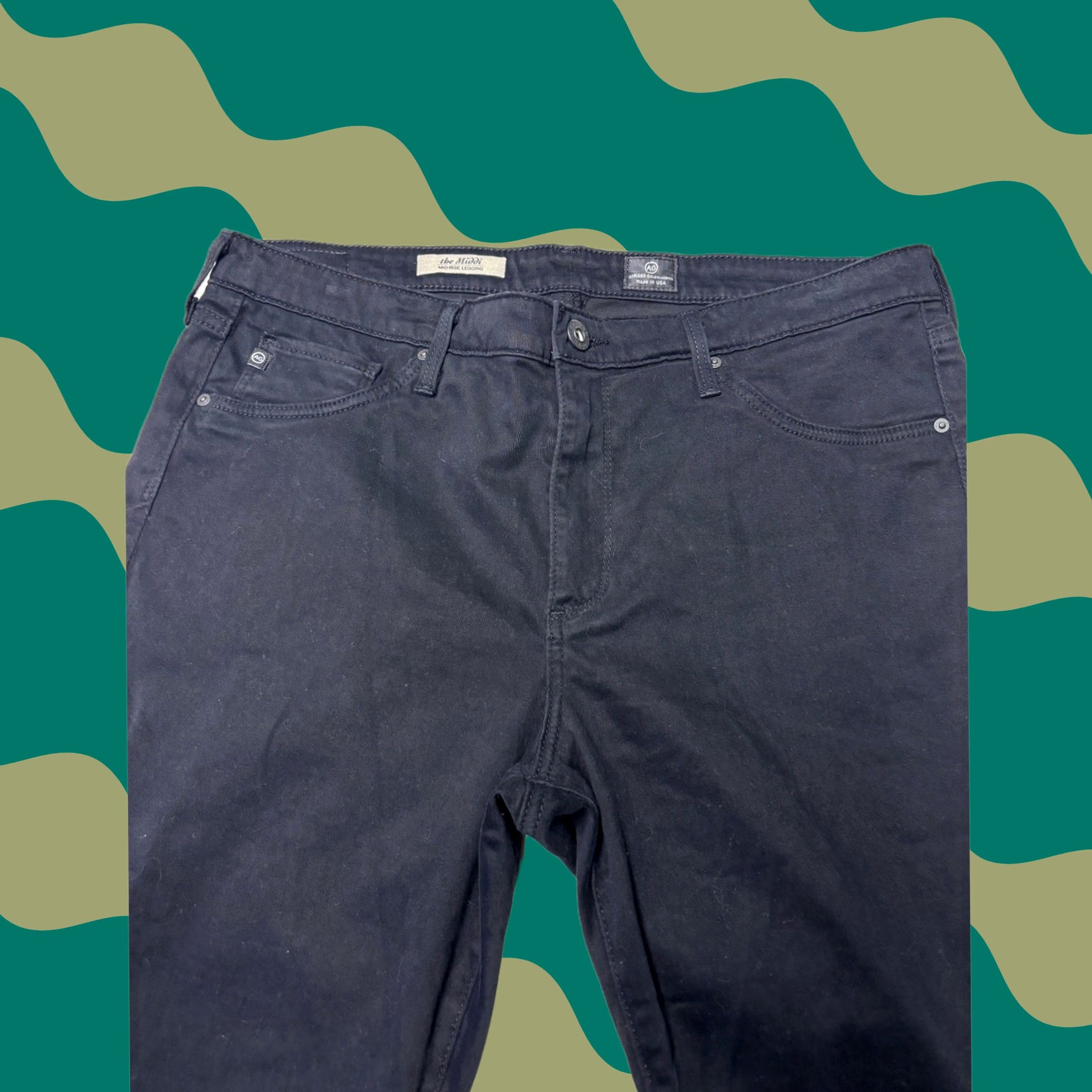 Vintage VINTAGE? No. AG Adriano Goldschmied The Middi Jeans Black 32R L32 Mid-Rise Slim 5-Pocket Vintage: No Size 24" / US 00 / IT 34 - 1 Thumbnail