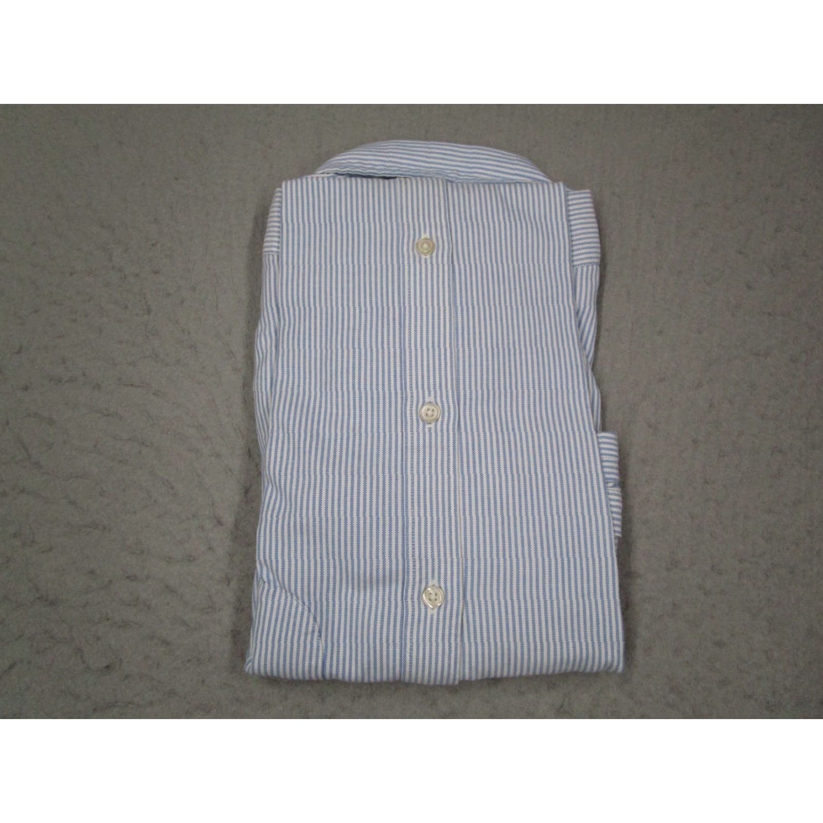 Charles Tyrwhitt VINTAGE Charles Tyrwhitt Dress Shirt Men Large Blue Bengal Stripe Button-Up Oxford Business Casual Wedding Classic Fit Size 42R - 6 Thumbnail
