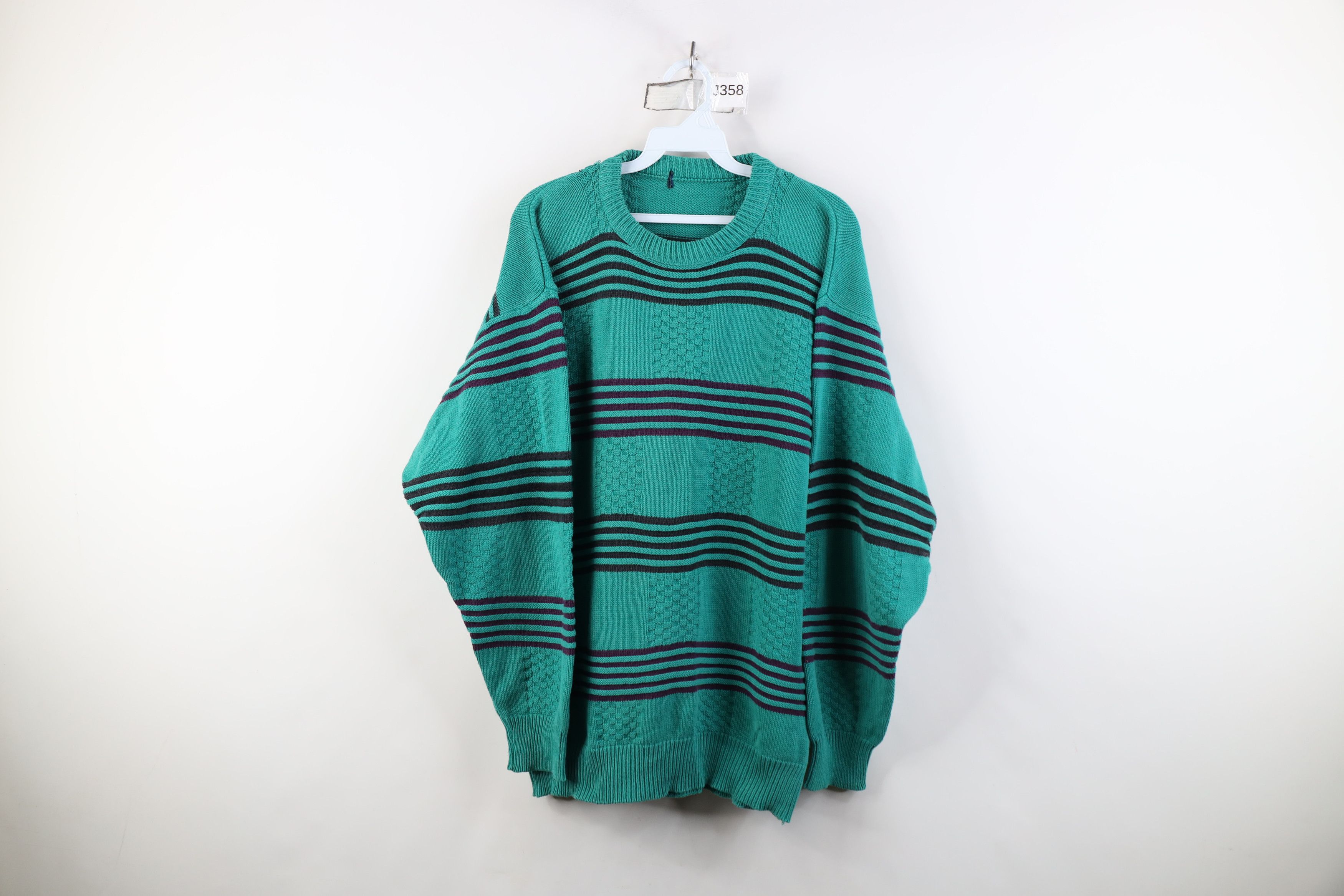 Vintage Vintage 90s Streetwear Checkered Striped Ribbed Knit Sweater Size US L / EU 52-54 / 3 - 1 Thumbnail