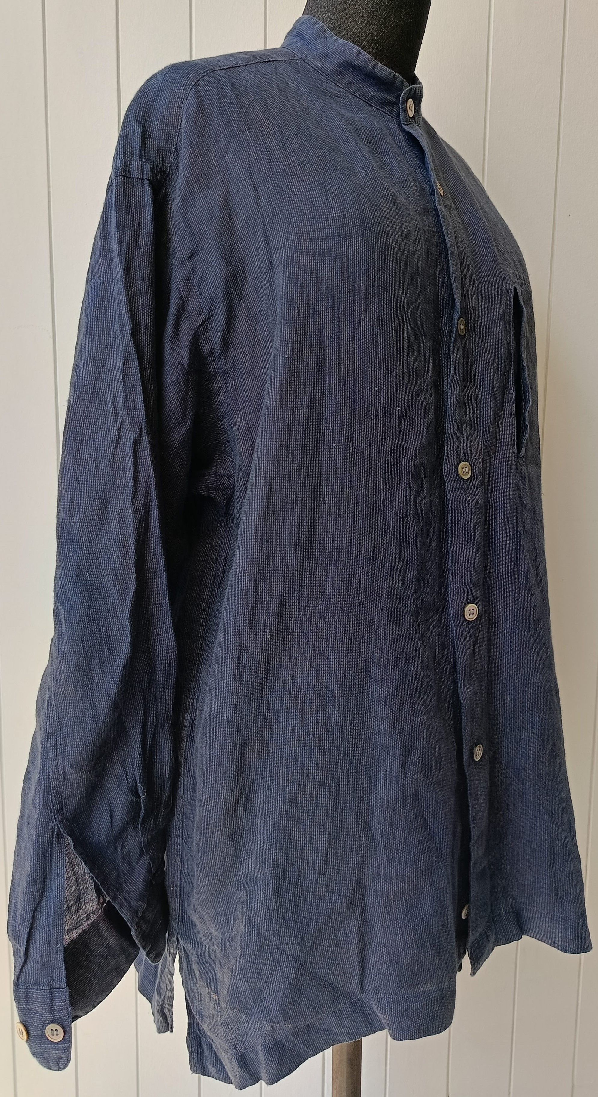 Issey Miyake Issey Miyake IM studio Japan mandarin navy blue linen shirt Size US M / EU 48-50 / 2 - 4 Thumbnail