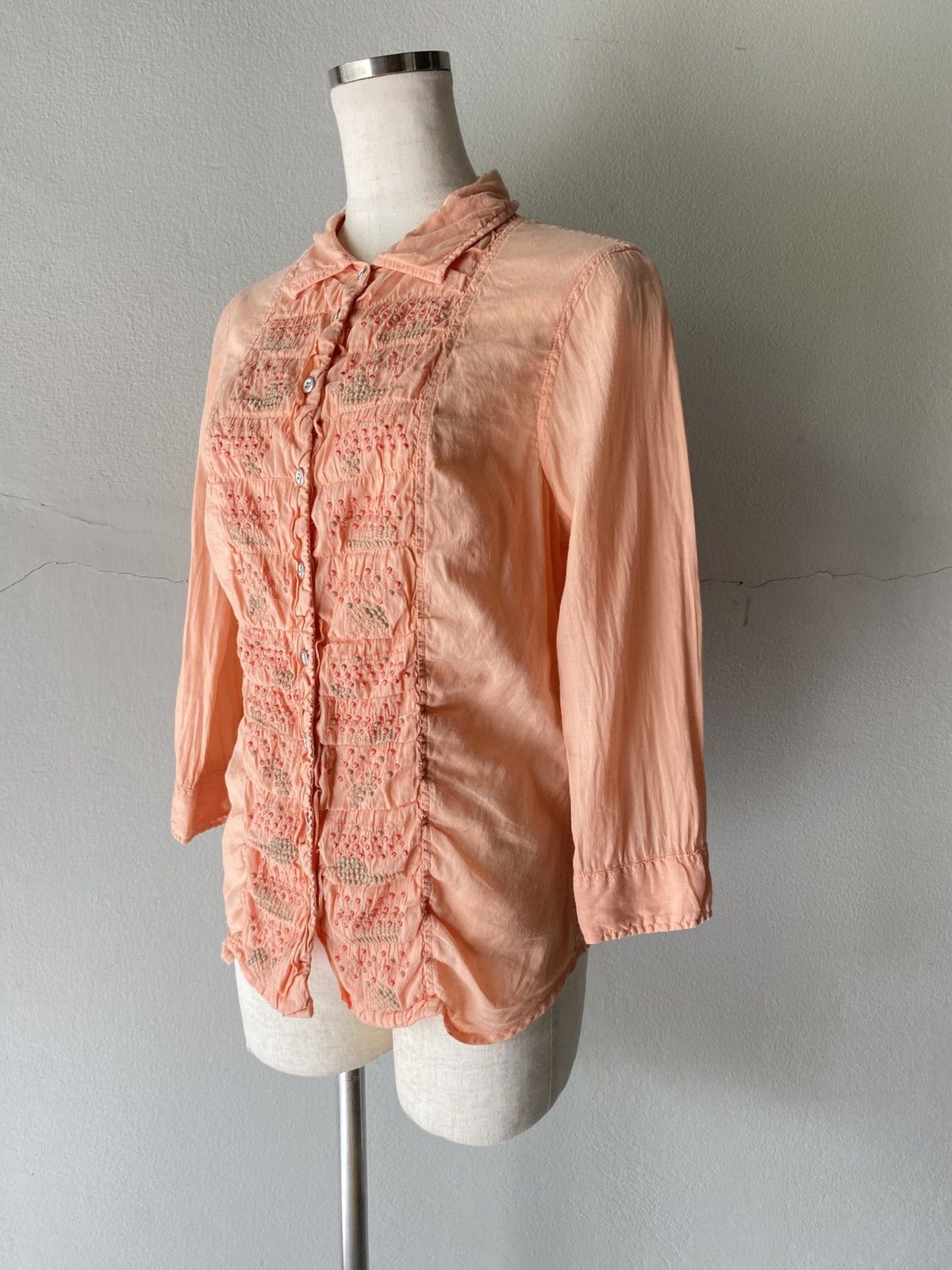 Marithe + Francois Girbaud MARITHE + FRANCOIS GIRBAUD Peach Ruffled Blouse Size M / US 6-8 / IT 42-44 - 16 Thumbnail