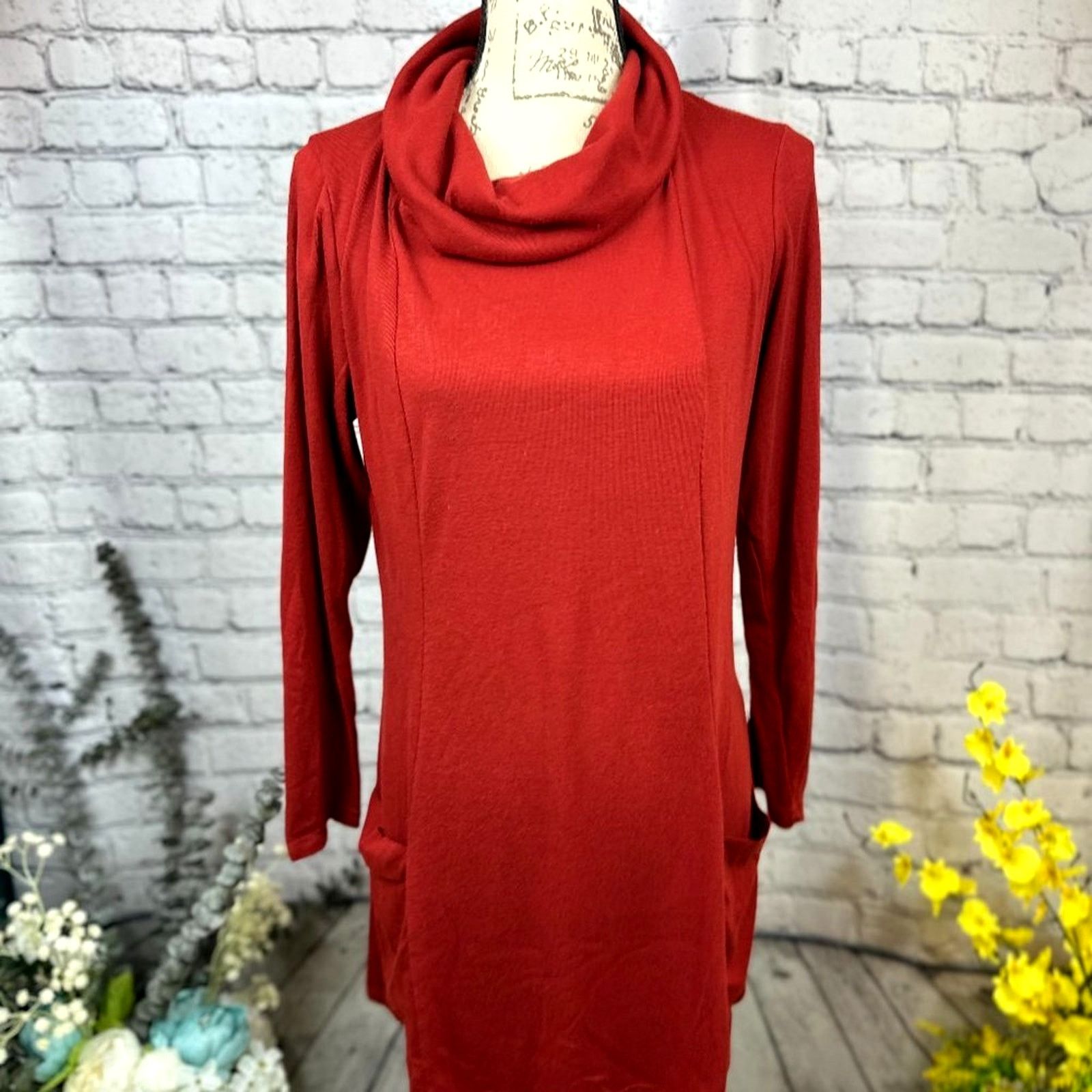 Other Long Sleeve Cowl Neck Tunic Pockets - Blood Orange - size L Size L / US 10 / IT 46 - 4 Thumbnail