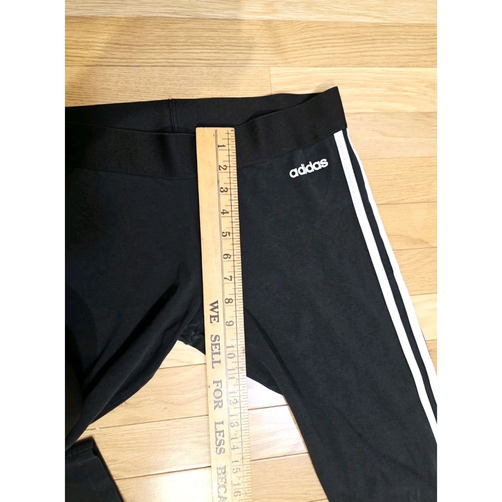 Adidas VINTAGE? No — Adidas Essentials Leggings Women L Black White Activewear Elastic Waist Ankle Stretch Breathable Logo 3 Stripes Slimming Daywear Women Size 36" / US 14 / IT 50 - 4 Thumbnail