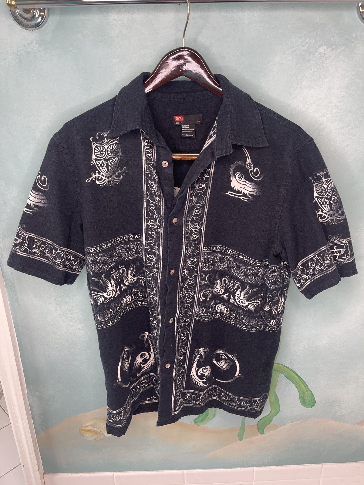 Diesel Black and White Patterned Men's Shirt