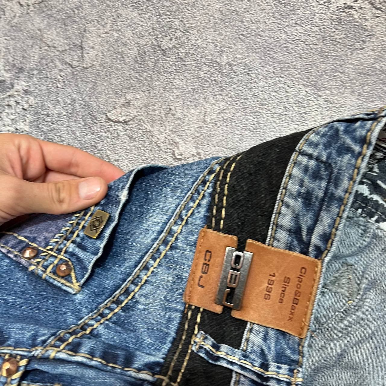 Vintage Vintage Cipo Baxx Jeans Patchwork Big Logo Flared Japanese Size US 34 / EU 50 - 5 Thumbnail