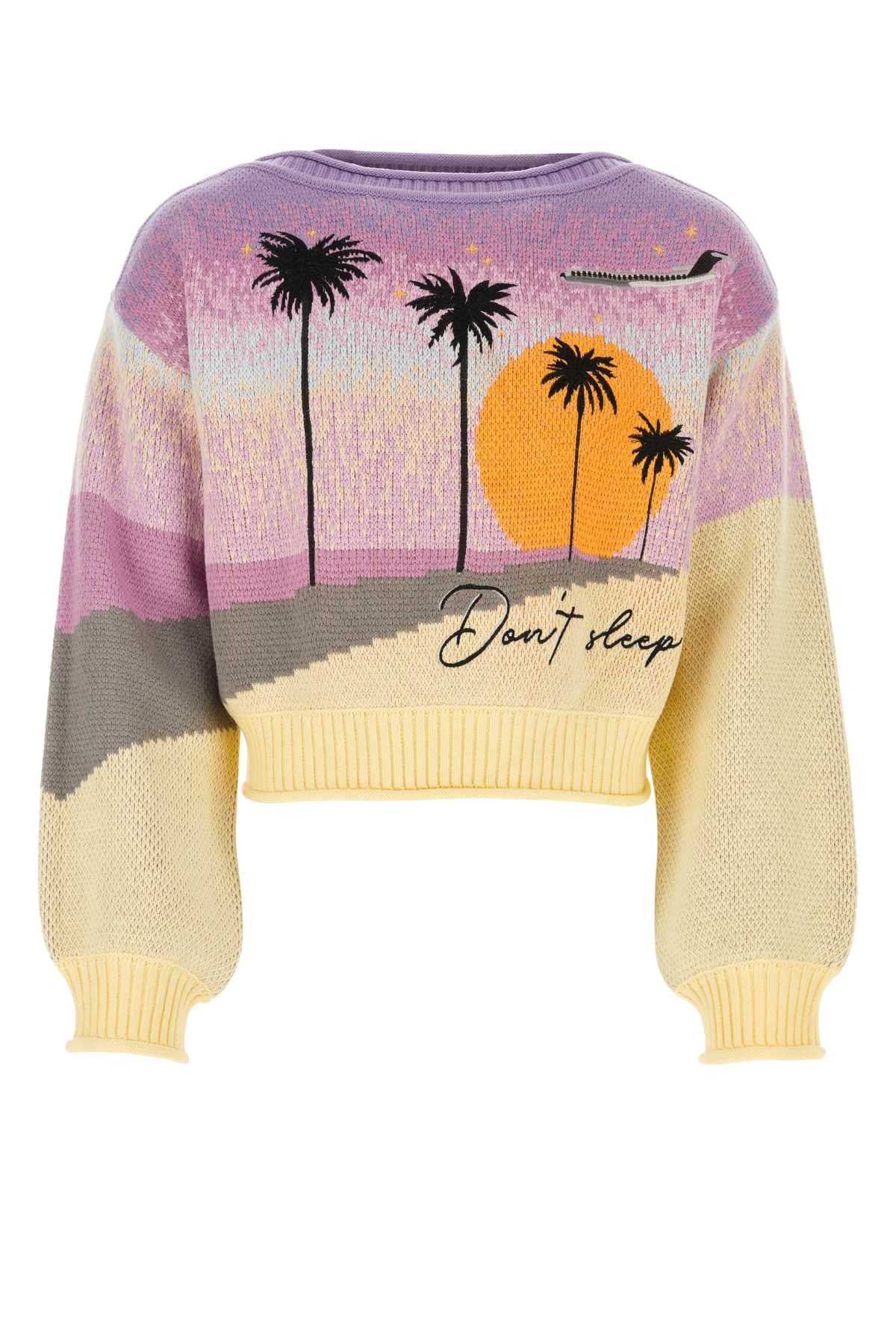 image of House Of Sunny Embroidered Acrylic Don T Sleep Sweater in Printed, Men's (Size Small)